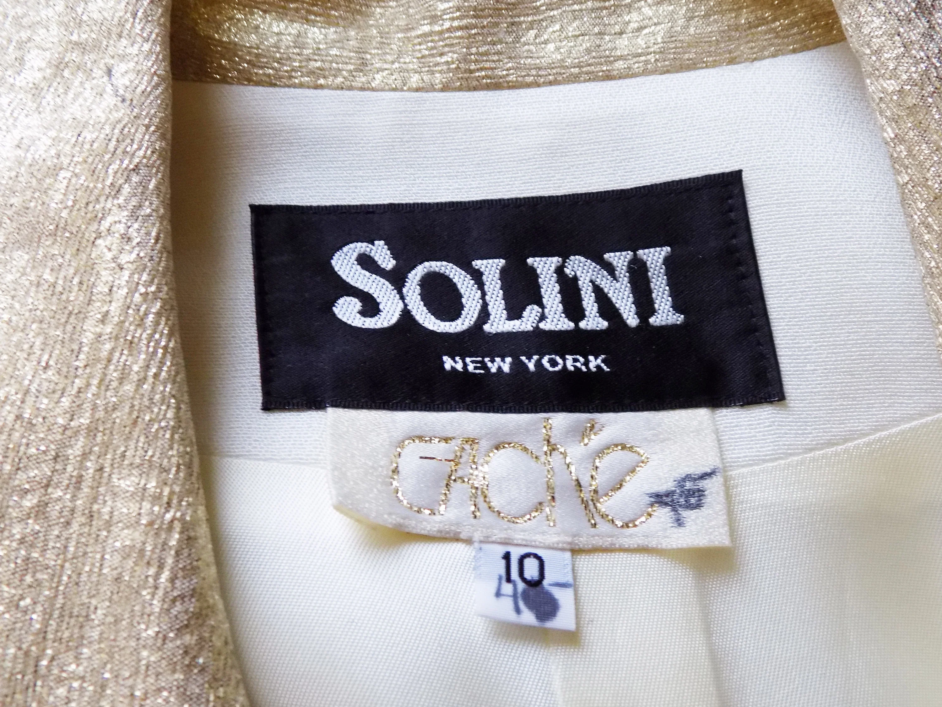80s Solini White Gold Rhinestones Metallic by Designer Glam Jacket by Cache - Image 3