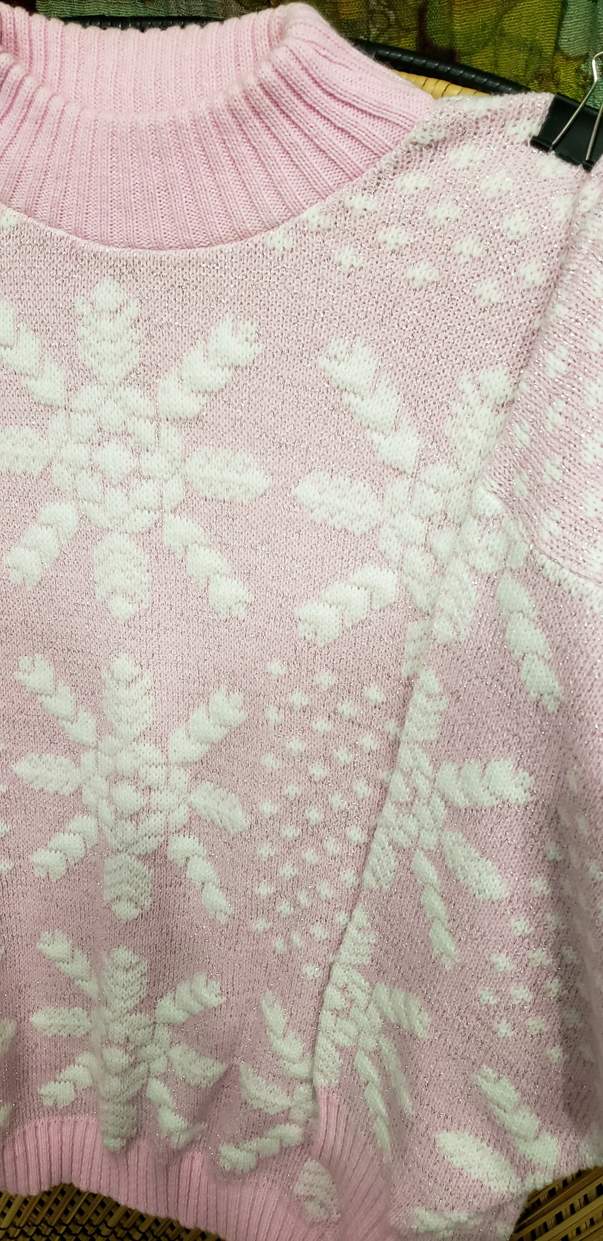 80s Sparkly Pink And White Snowflake Sweater By Spunky - Image 8