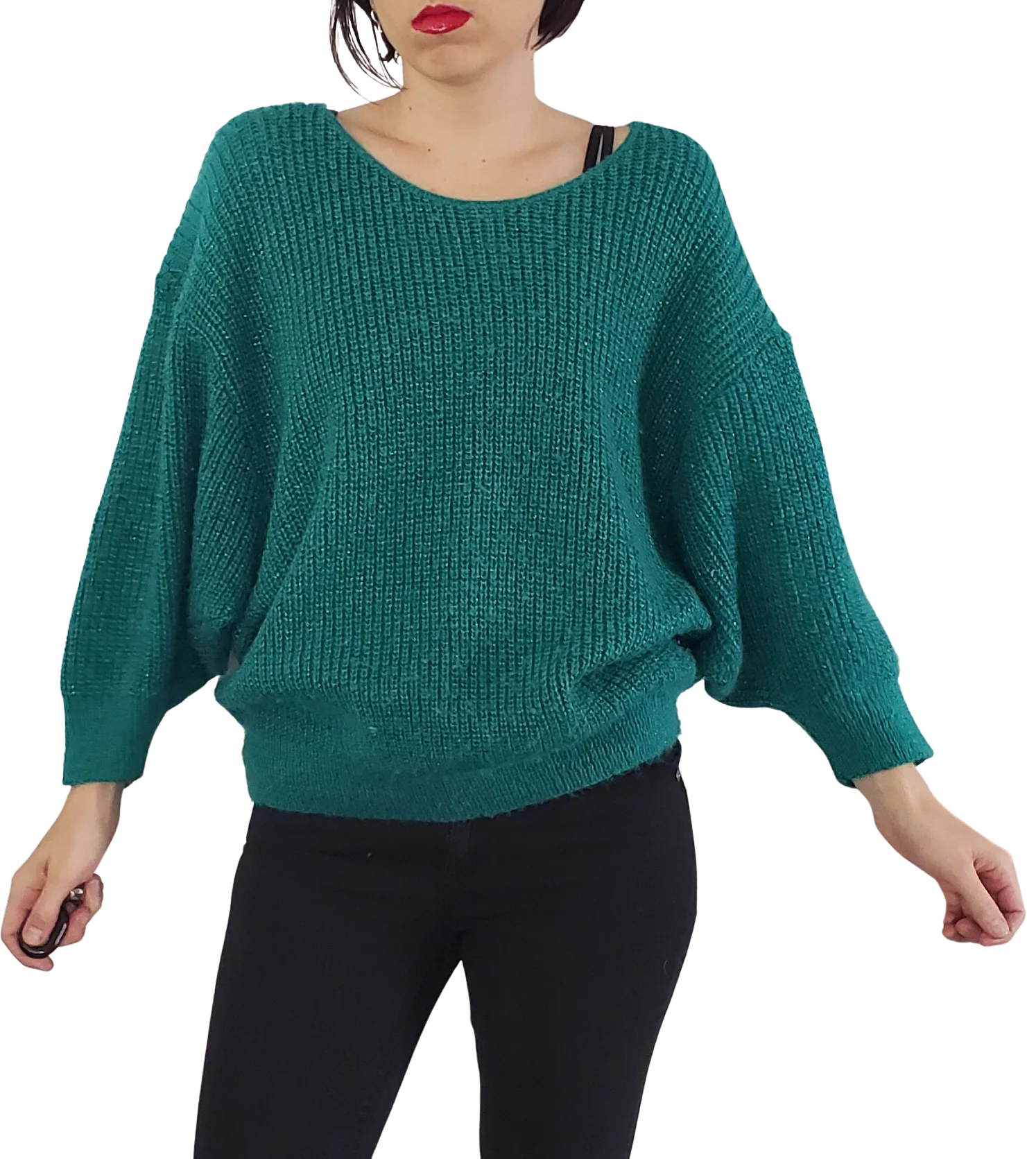 80s Sprakly Green Oversize Sweater By Penguin Isle