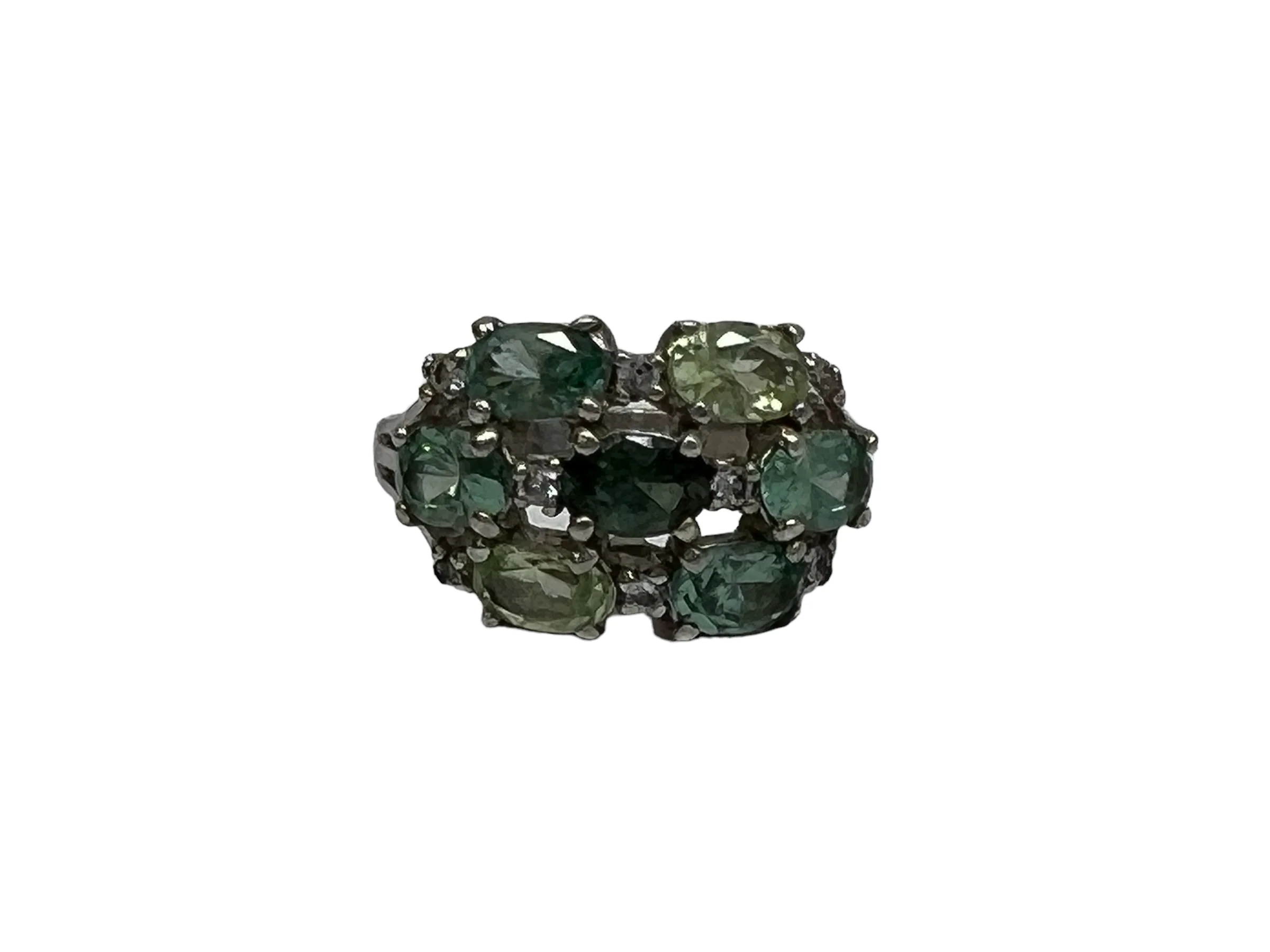 80s Sterling Silver Cocktail Green Fluorite Gemstones By Espo - Image 4