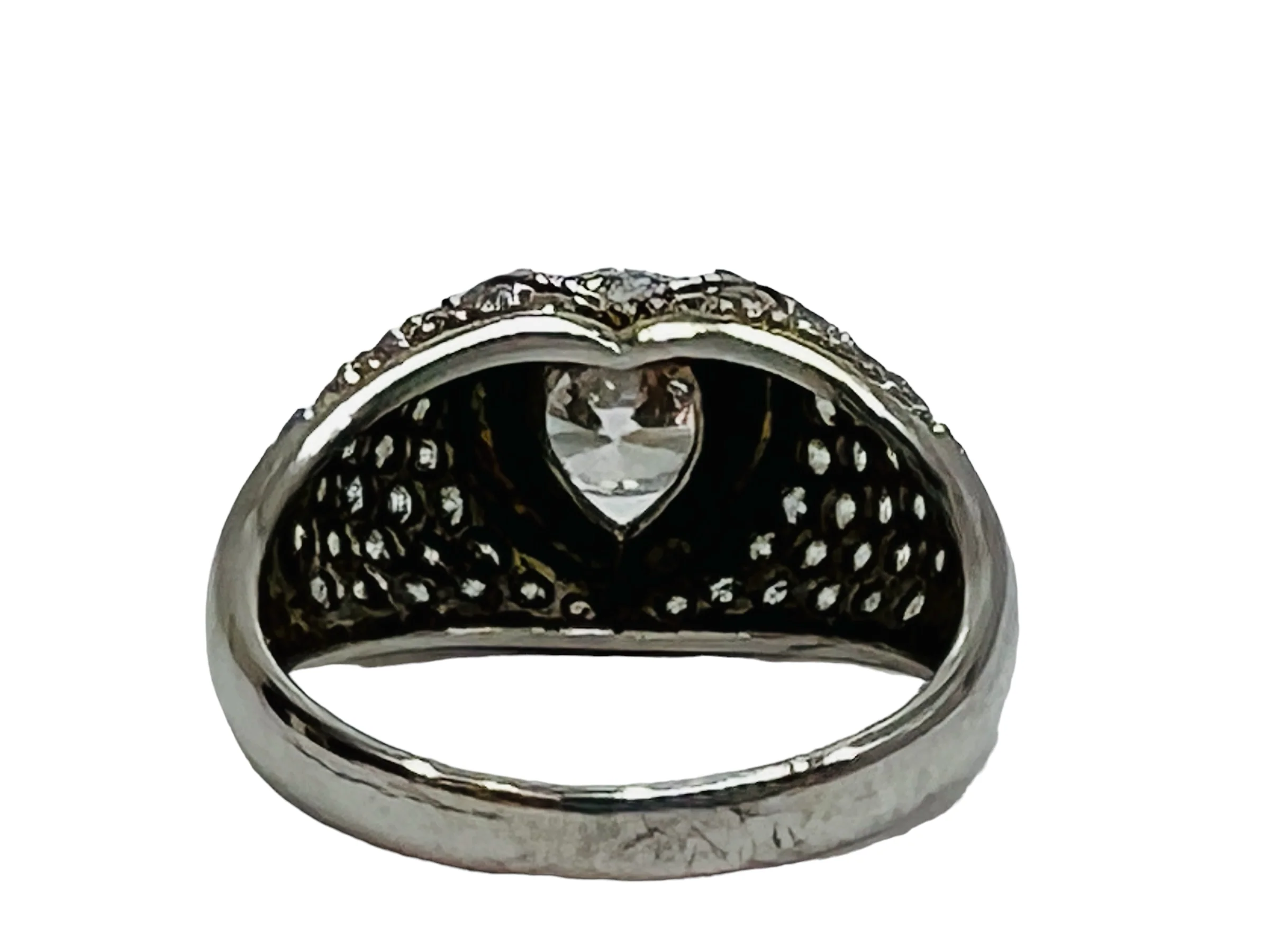 80s Sterling Silver Statement Ring Cz Gems Size 9 - Image 5