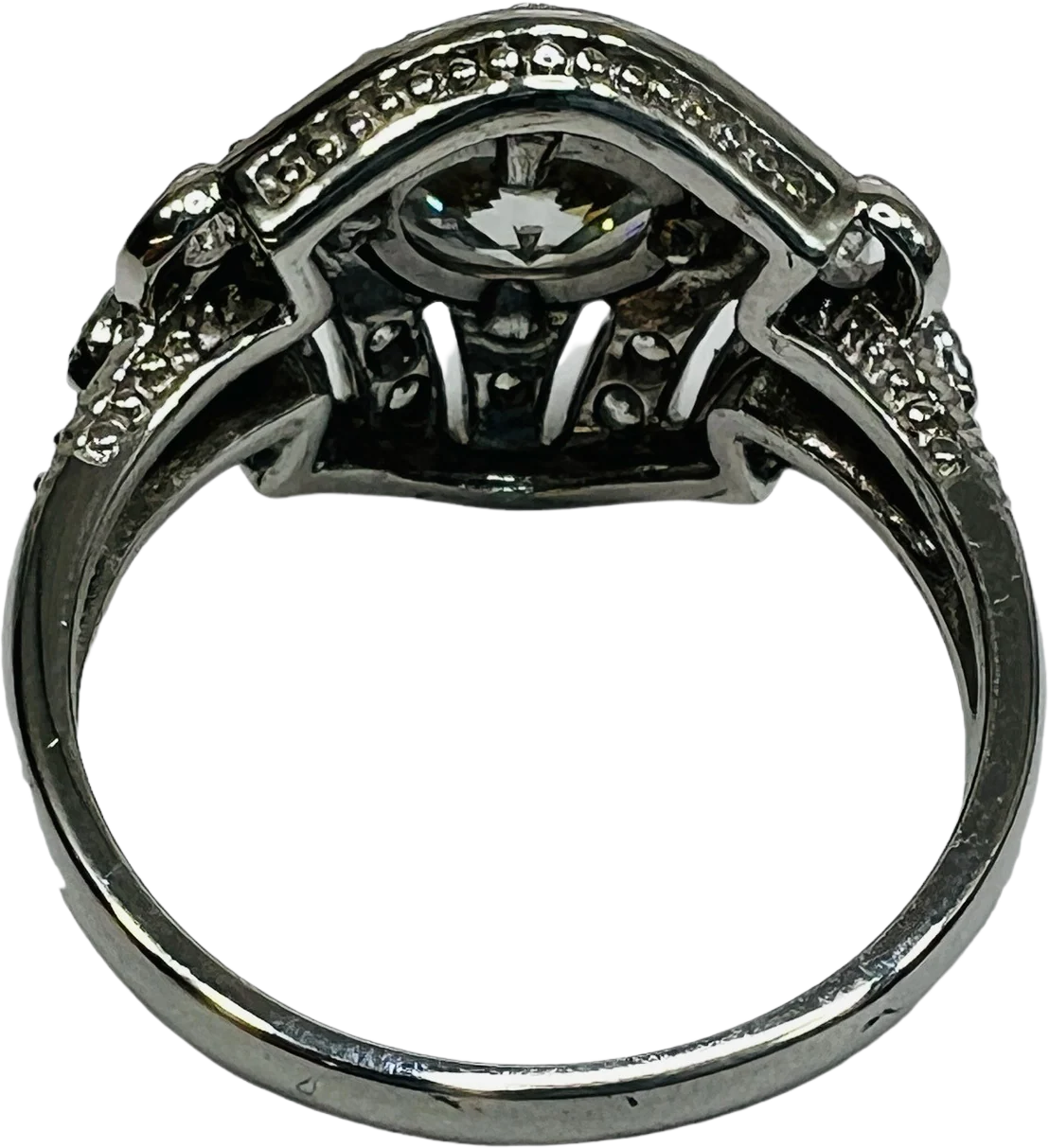 80s Sterling Silver Statement Ring Cz Gems Size 9 By Ross Simons - Image 2