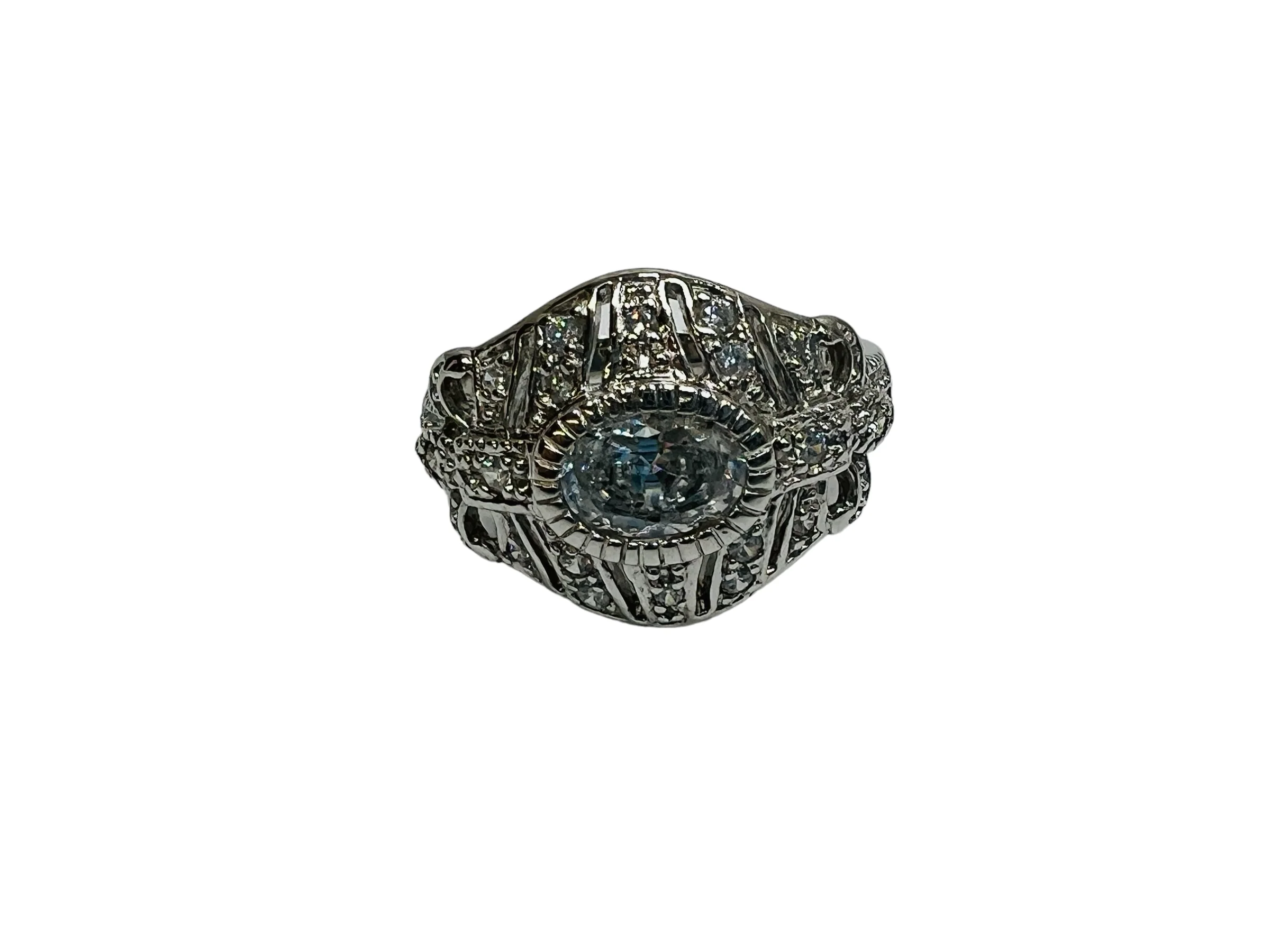 80s Sterling Silver Statement Ring Cz Gems Size 9 By Ross Simons - Image 9