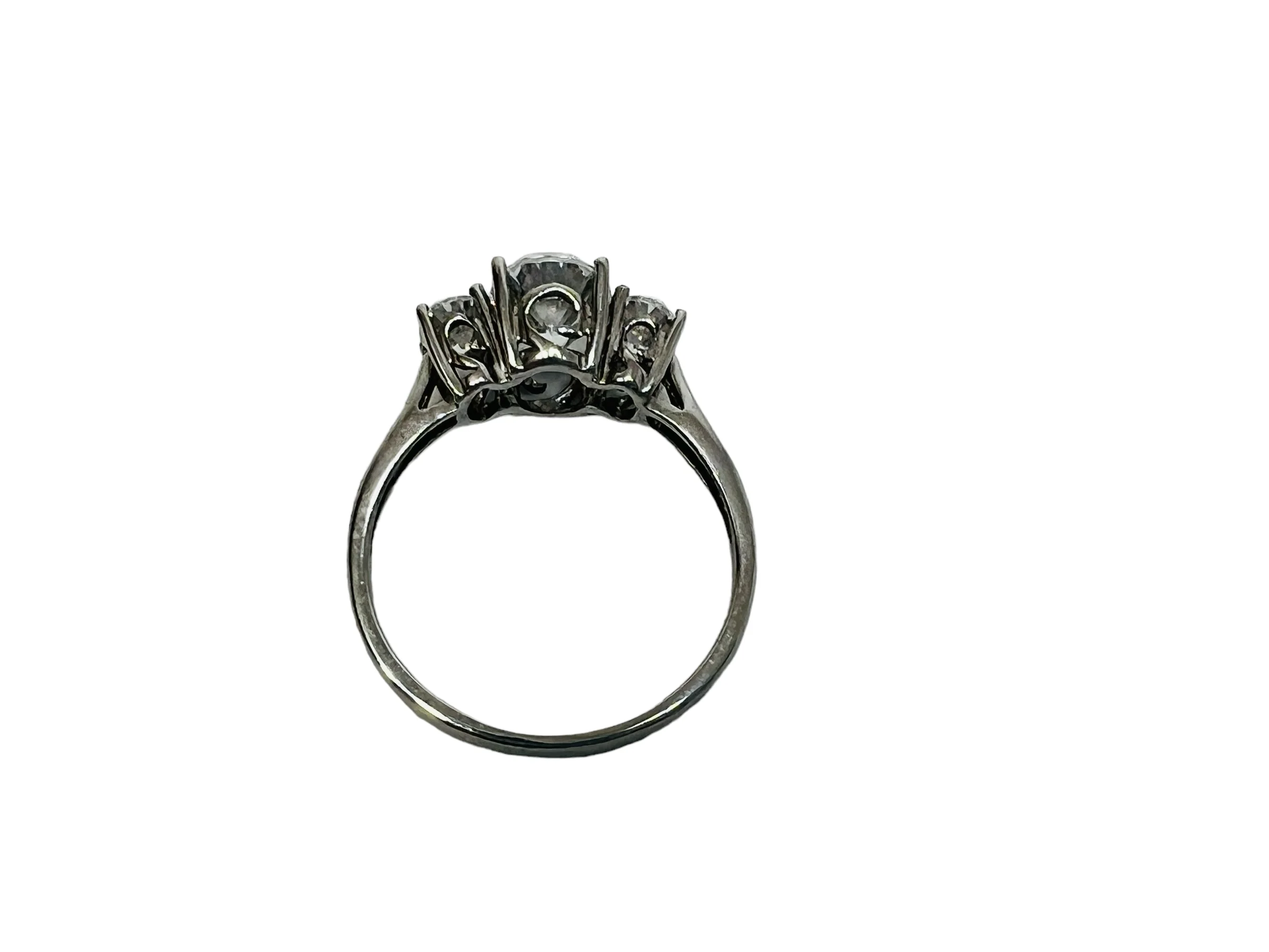 80s Sterling Silver Three Stone Ring Cz Gems Size 9 By Ross Simons - Image 11