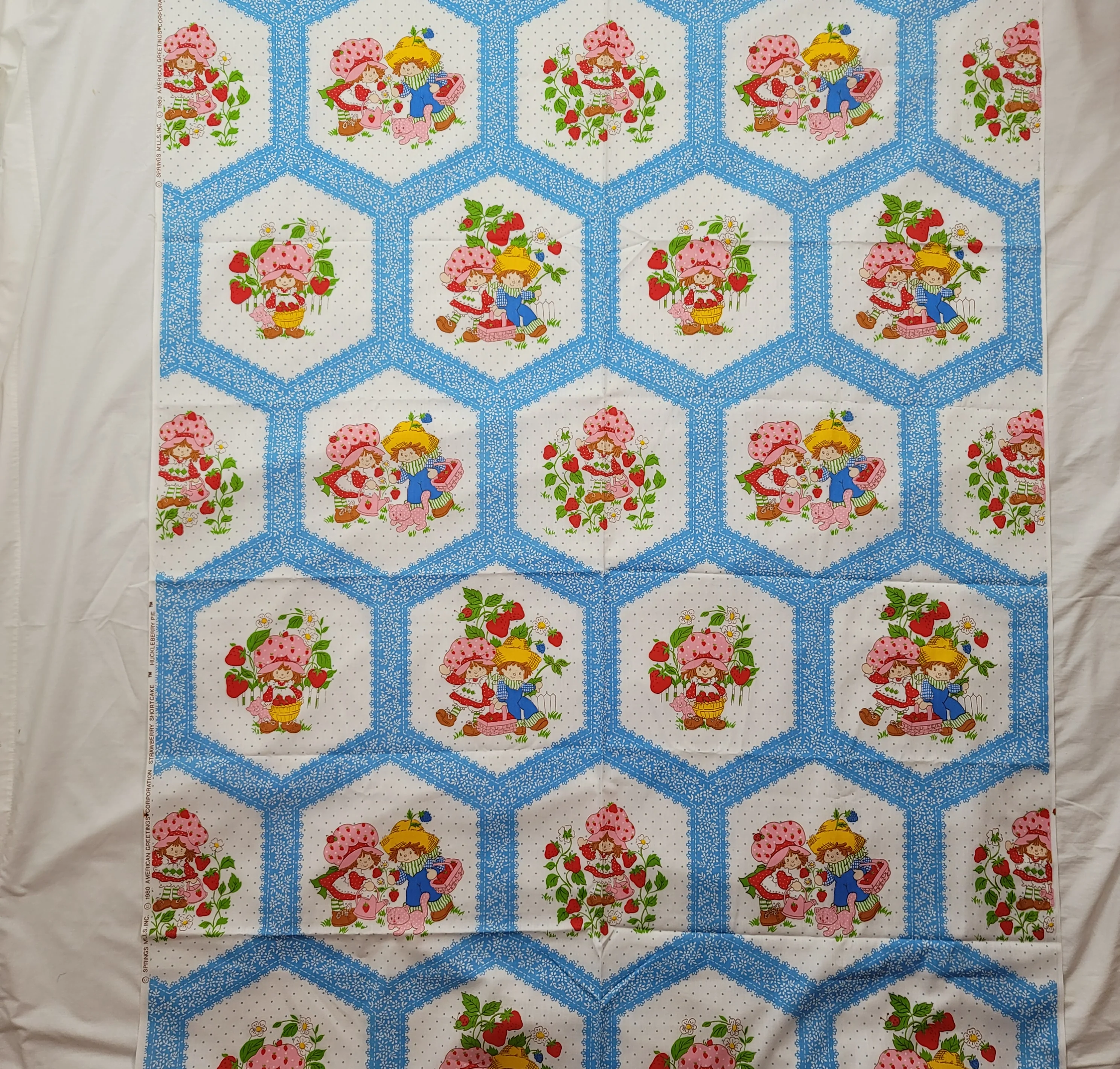 80s Strawberry Shortcake Huckleberry Pie Blue Fabric By American Greetings - Image 3