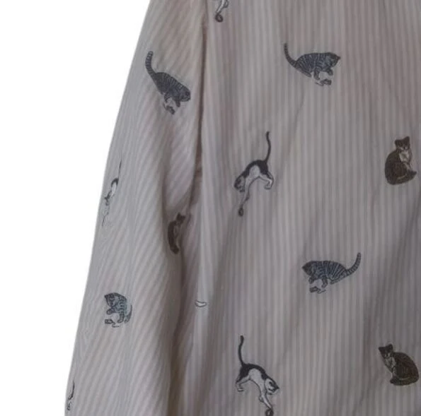80s Striped Cat Applique Button Up Shirt By Teddi - Image 3