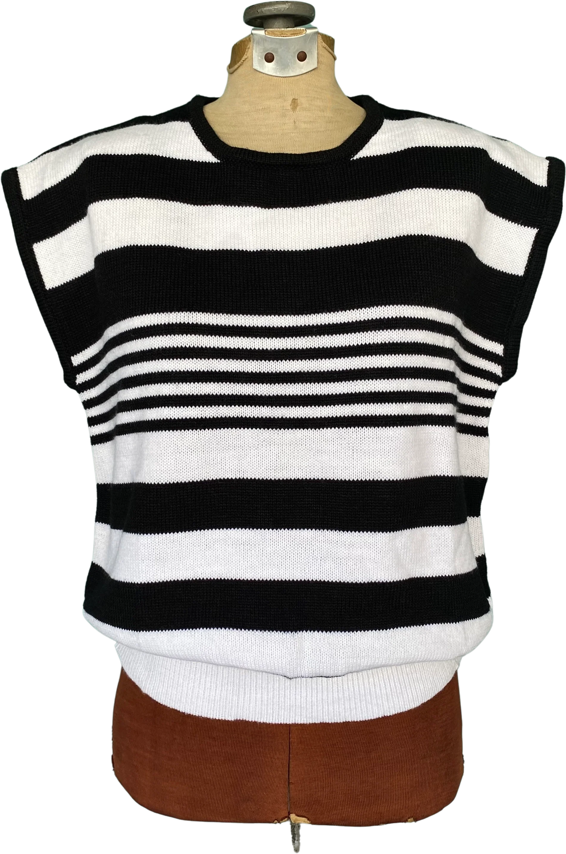 80s Striped Knit Sleeveless Top 80s Knit Sweater Vest By Lilly of California / Hand Loomed In Usa