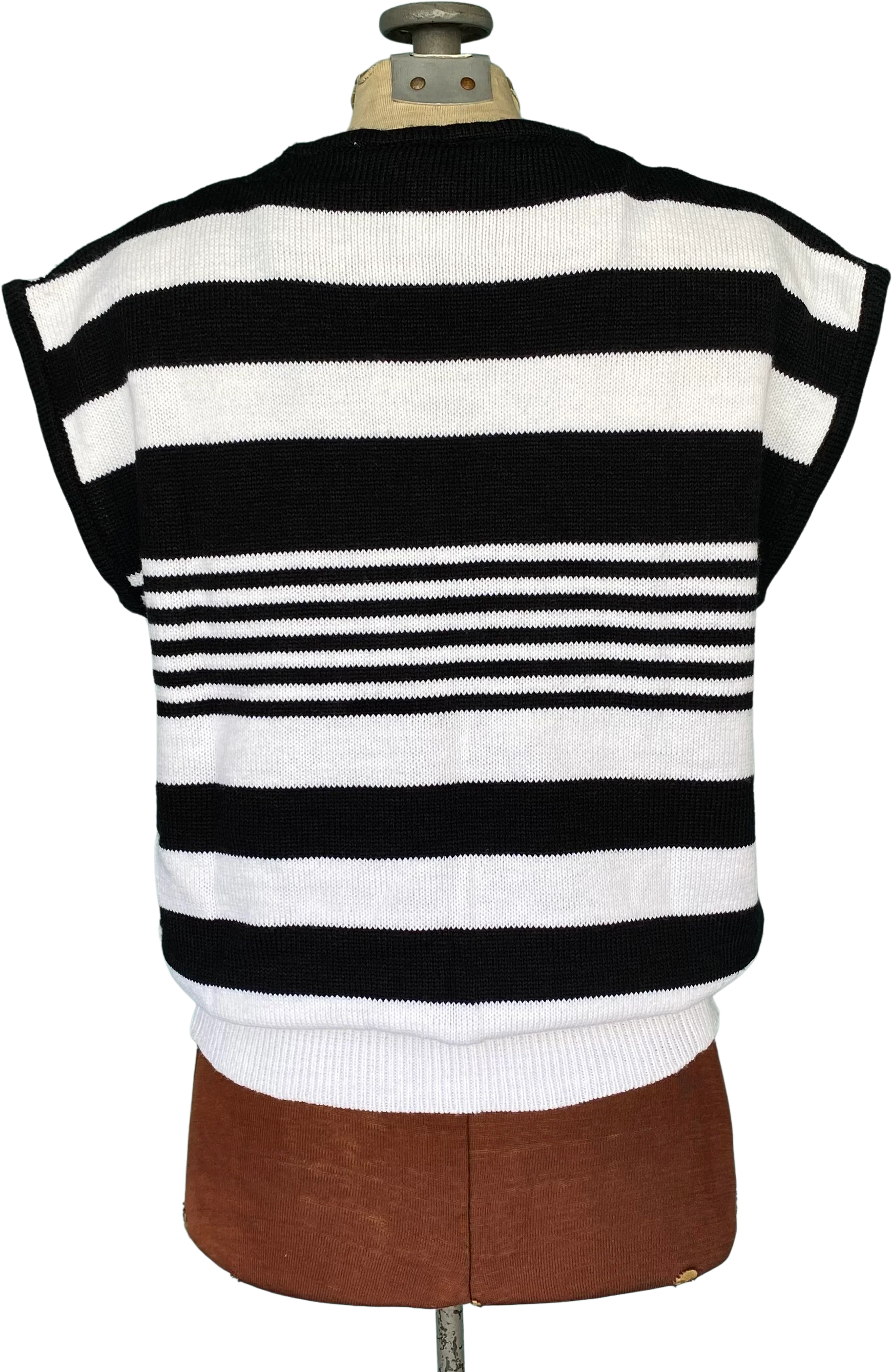 80s Striped Knit Sleeveless Top 80s Knit Sweater Vest By Lilly of California / Hand Loomed In Usa - Image 2