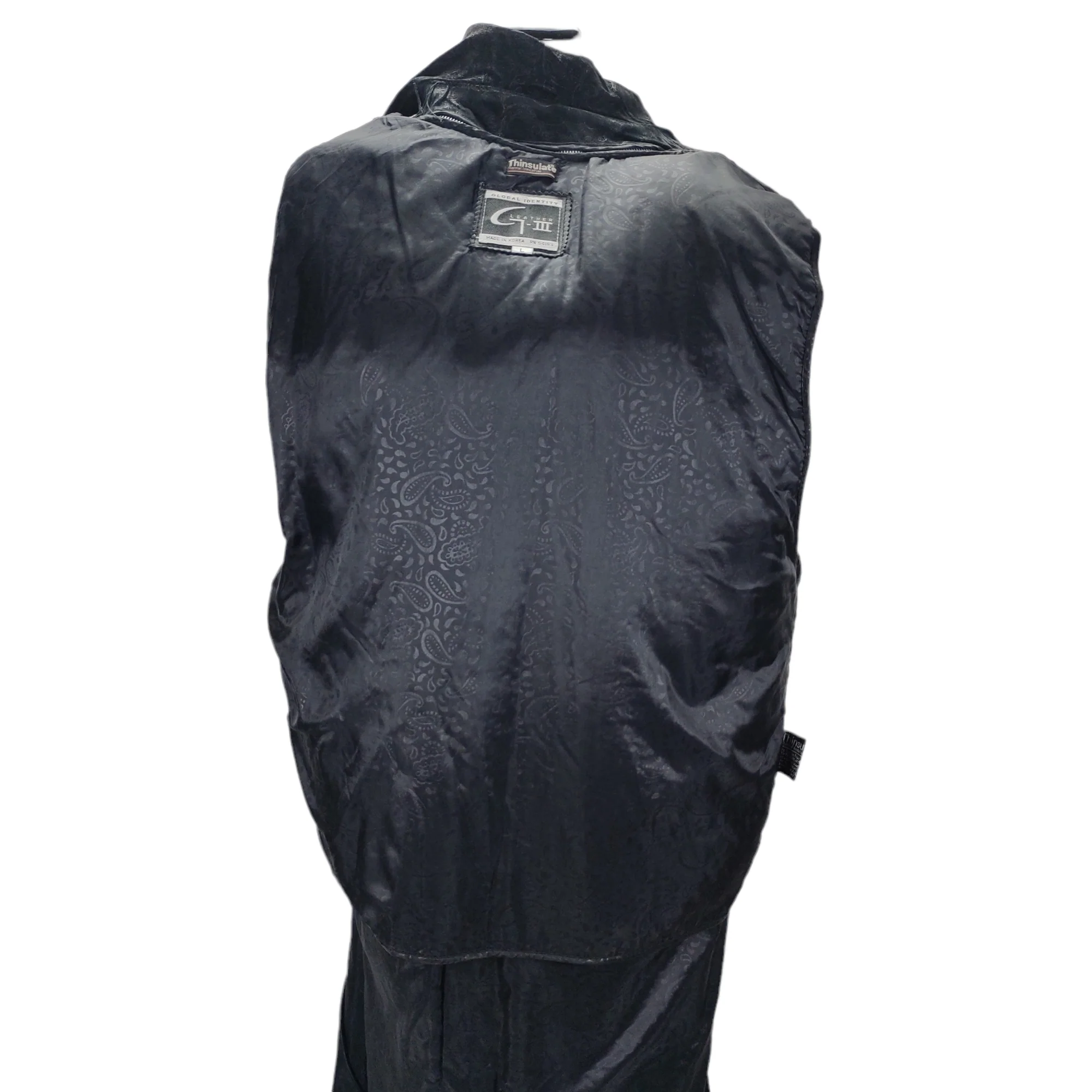 80s Strong Shoulder Boxy Long Leather Coat Wide Collar By Global Identity Giii - Image 10