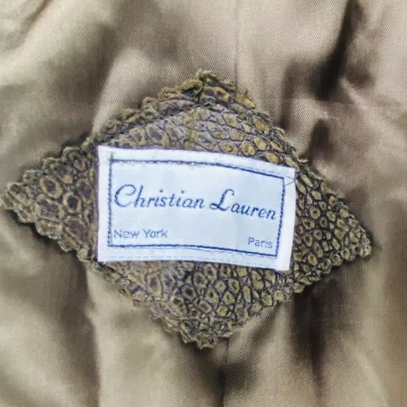 80s Suede Leather Jacket Textured Vntg Olive Green Ny Usa L by Christian Lauren - Image 9