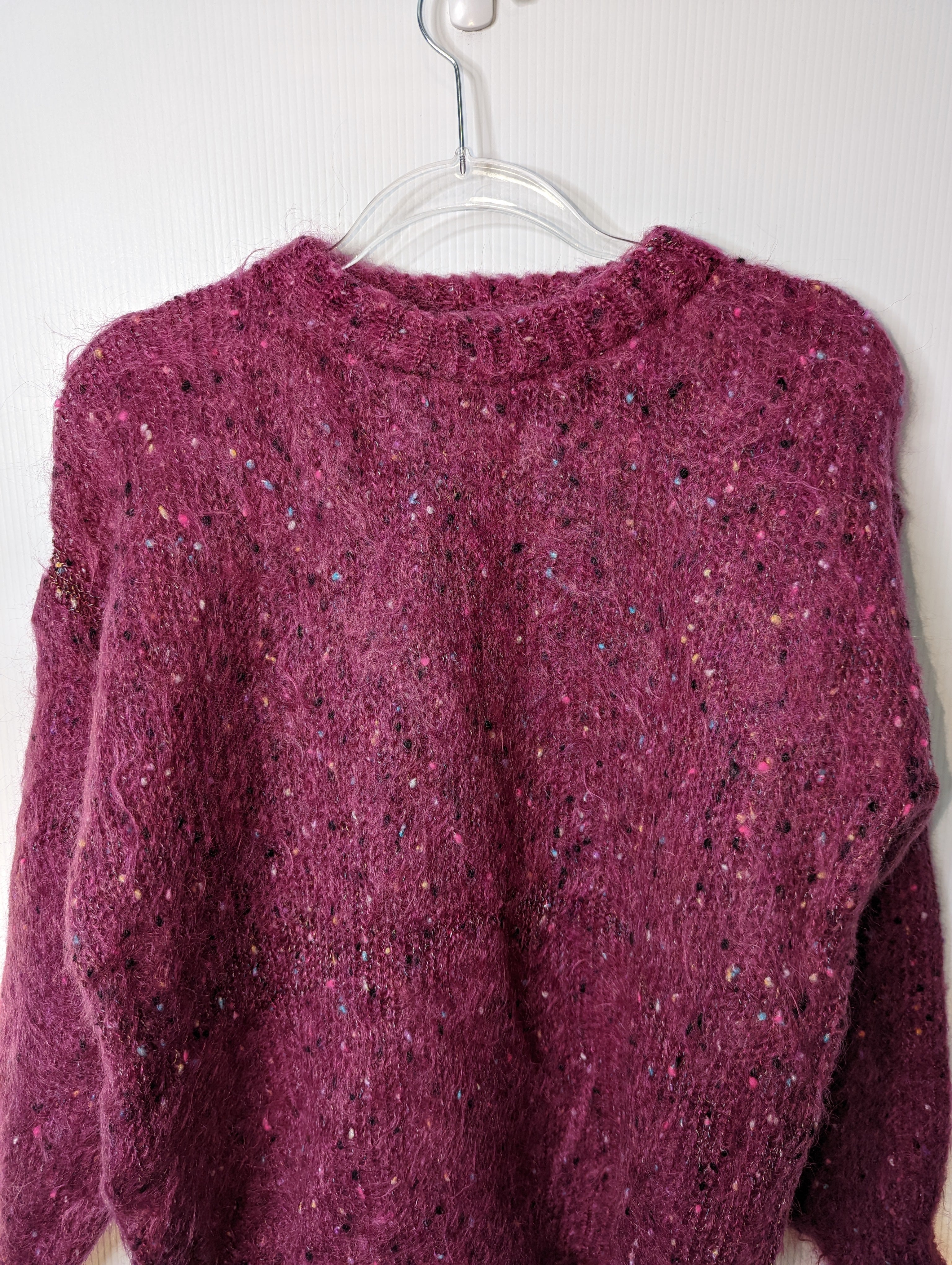 80s Sweater Mohair Wool Pink With Multicolor Speckles By Quills Made In Ireland - Image 3