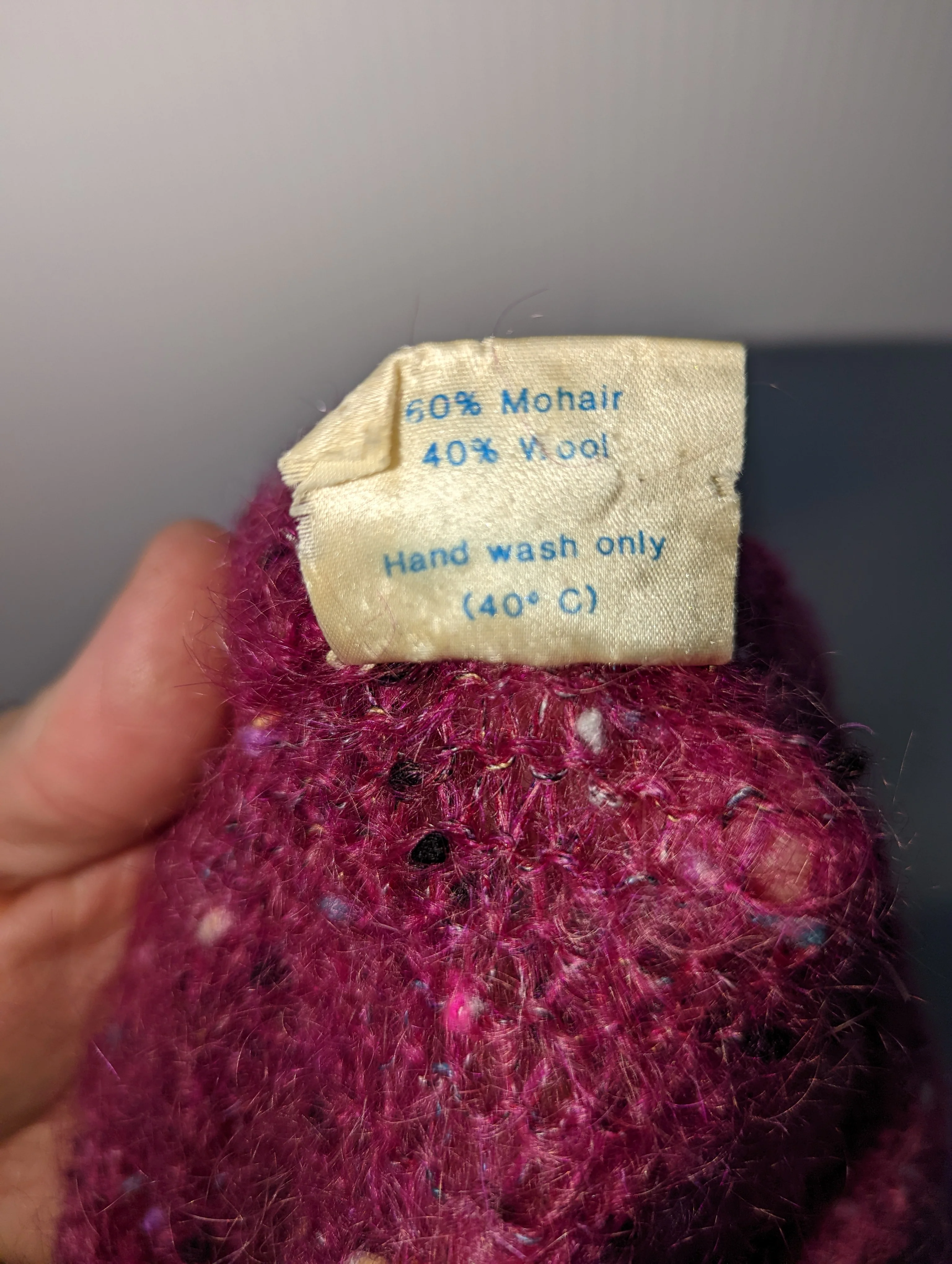 80s Sweater Mohair Wool Pink With Multicolor Speckles By Quills Made In Ireland - Image 5
