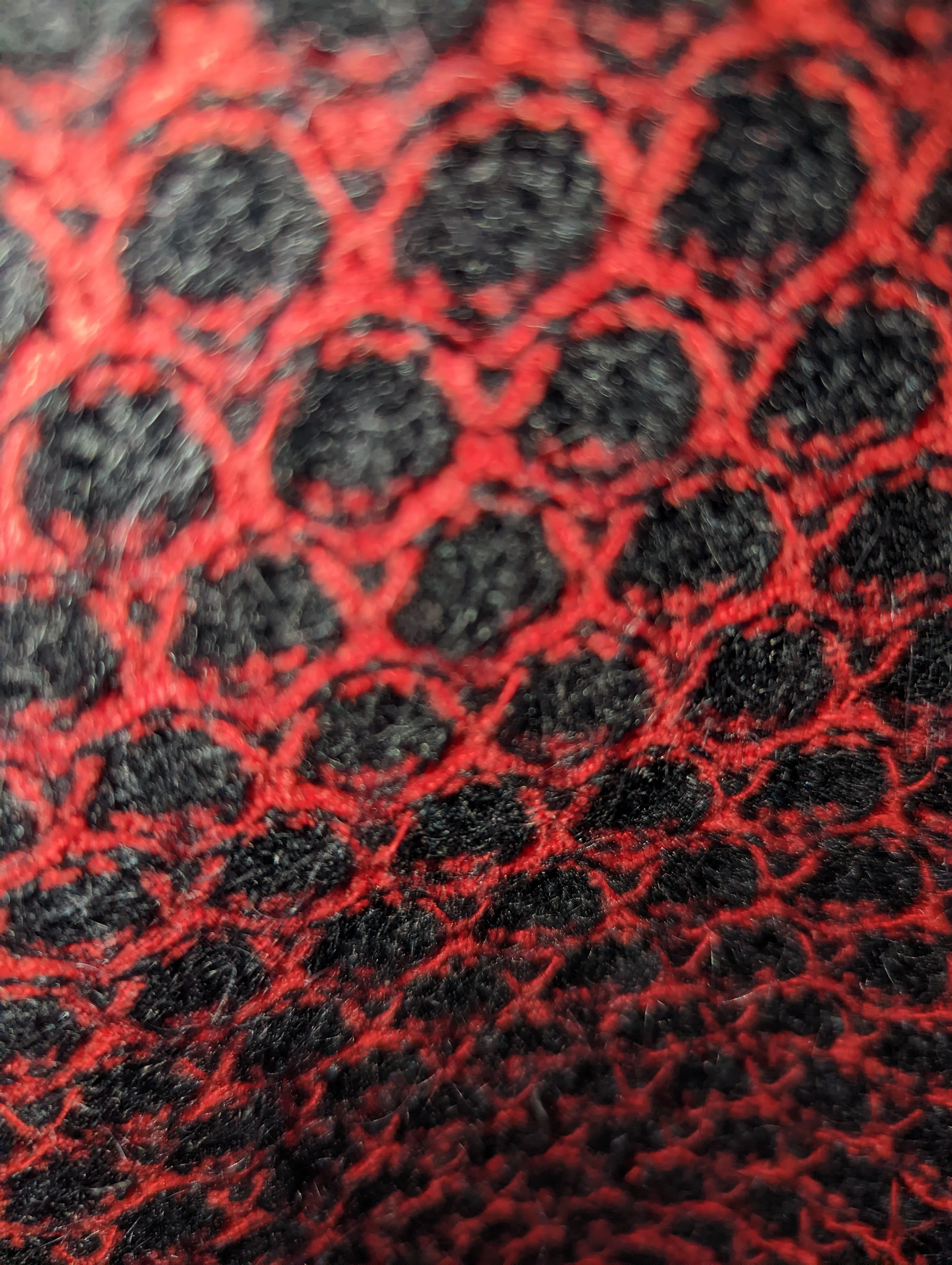 80s Sweater Vest Open Weave Black Red Acrylic Mohair By Boundary Waters - Image 4