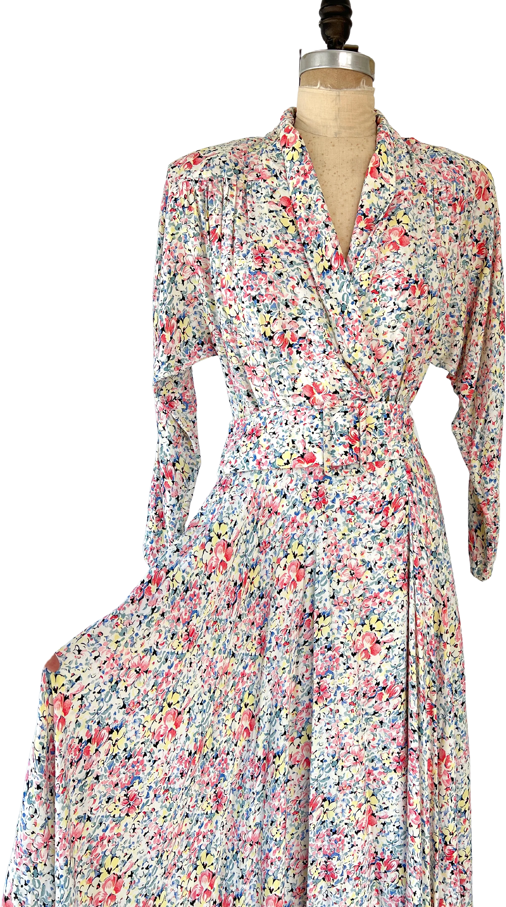 80s Sweet Floral Feminine Maxi Dress