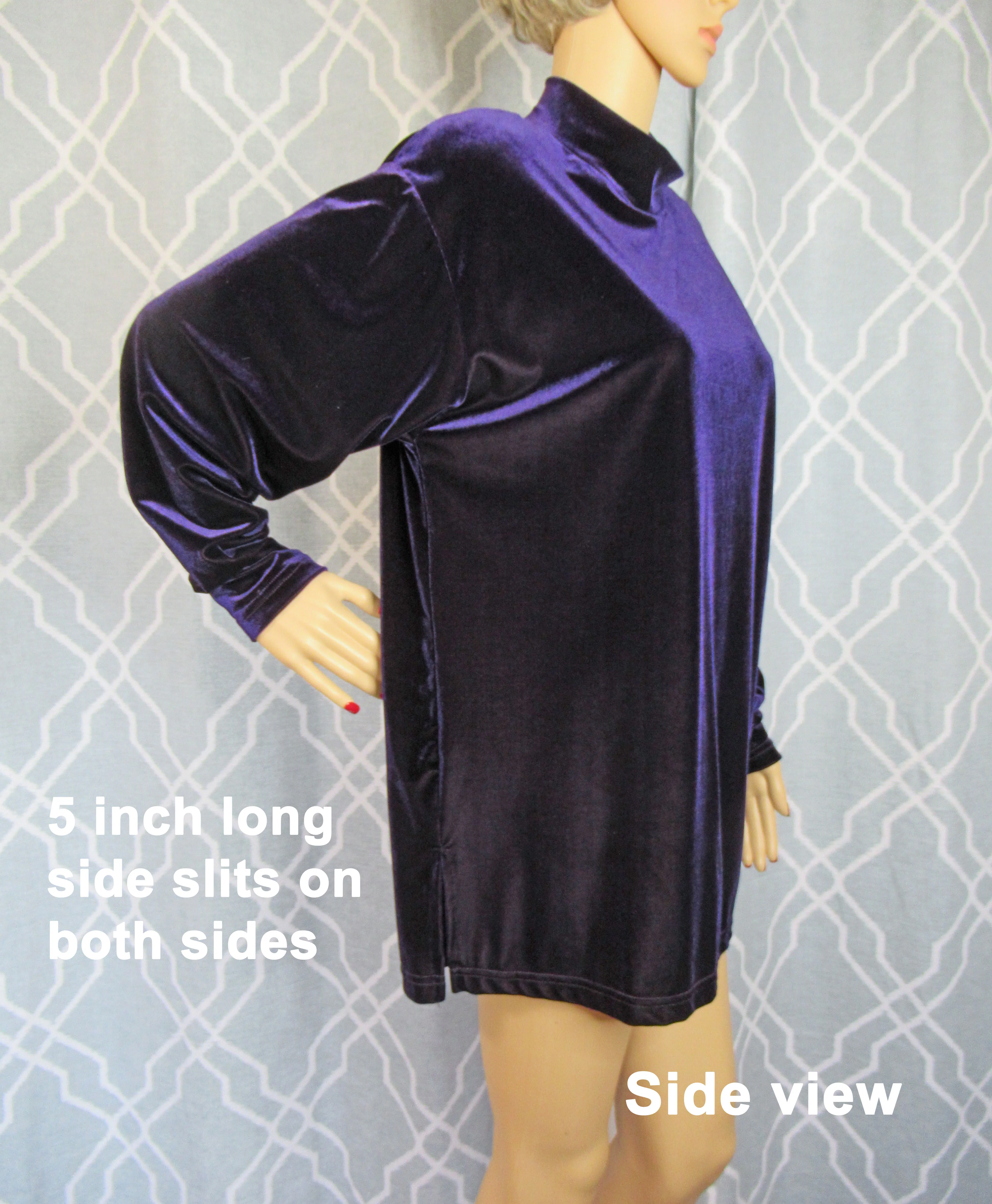 80s Sz Med Velveteen Pullover Tunic Length Top by Bechamel - Image 7