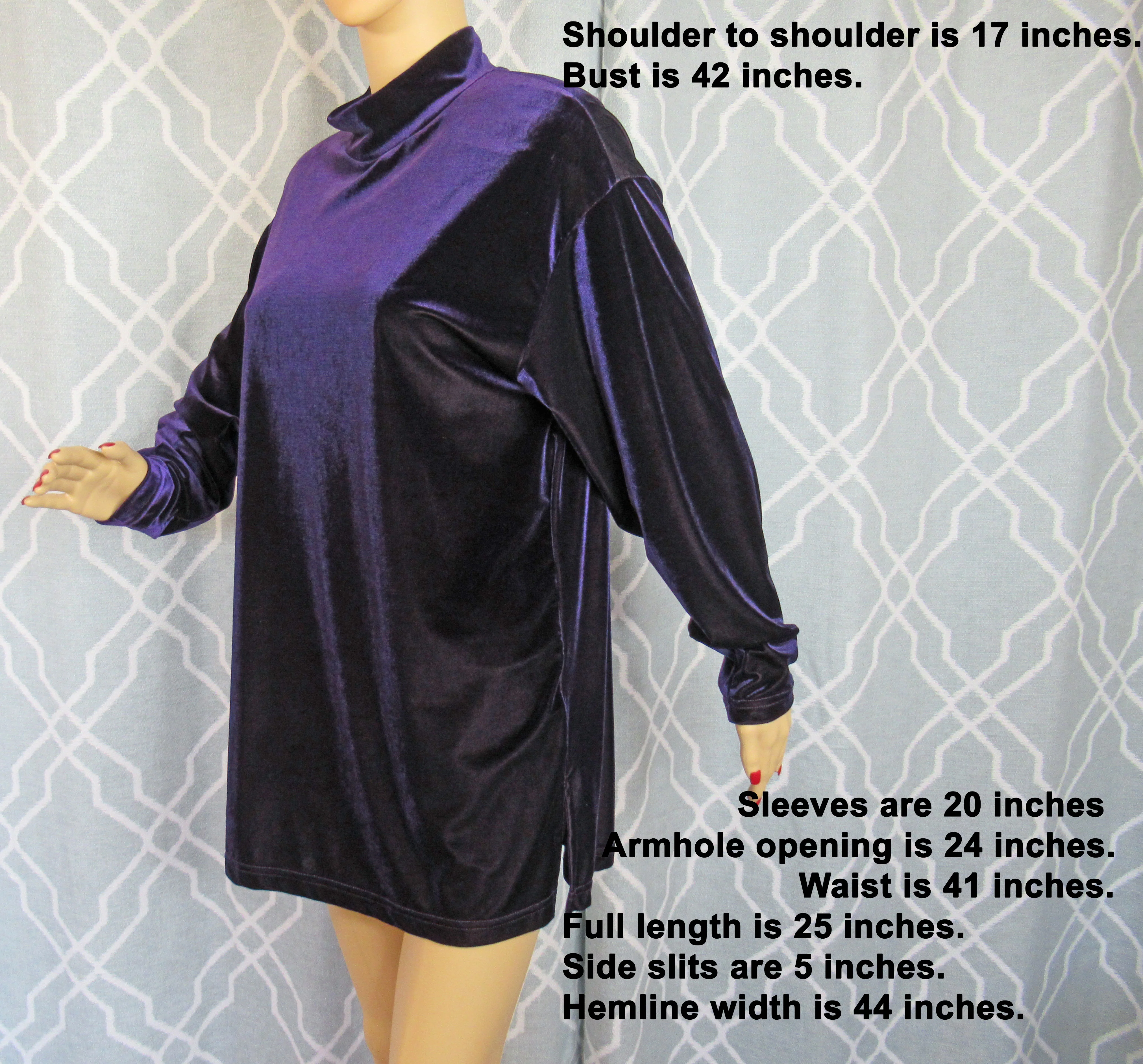 80s Sz Med Velveteen Pullover Tunic Length Top by Bechamel - Image 9