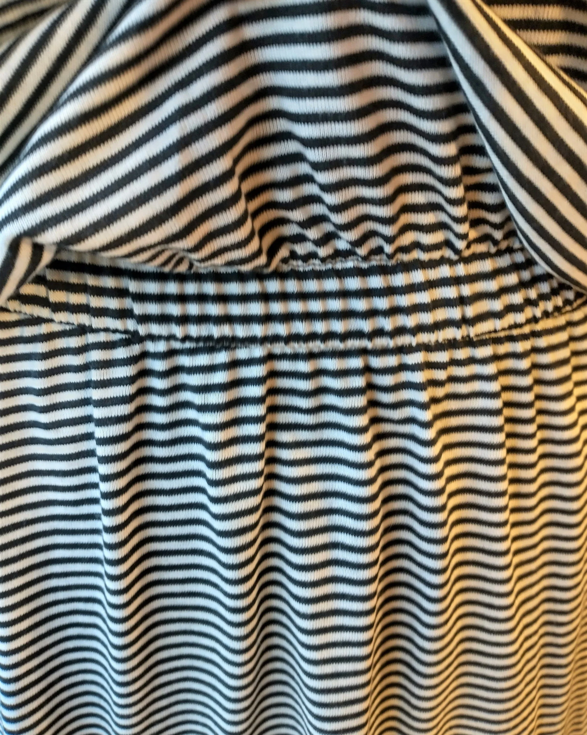 80s T-Shirt Dress Crew Collar Minimalist Black and White Striped Dress Cotton Poly Made In Usa by Alison J - Image 3
