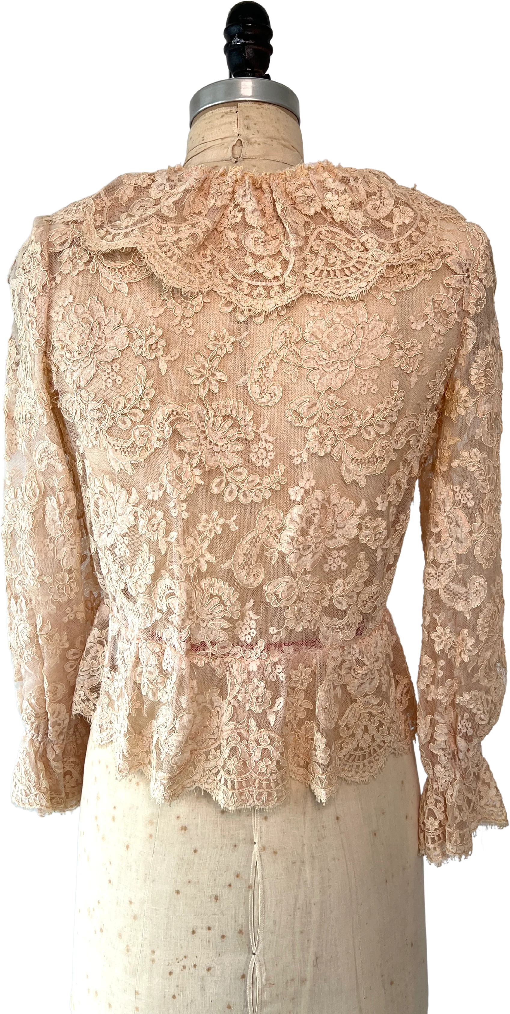 80s Tapestry Floral Lace And Mesh Blouse - Image 2