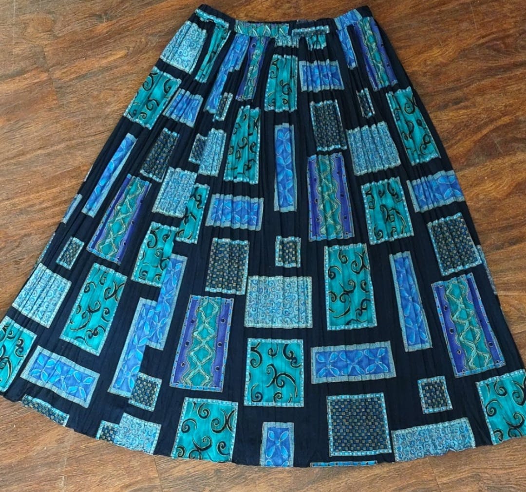 80's Teal and Purple Broomstick Skirt by L. 'gante - Image 3