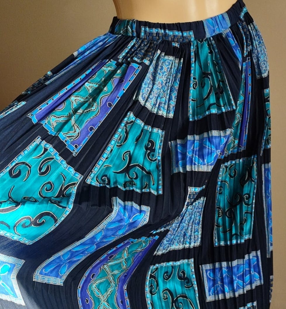 80's Teal and Purple Broomstick Skirt by L. 'gante - Image 4