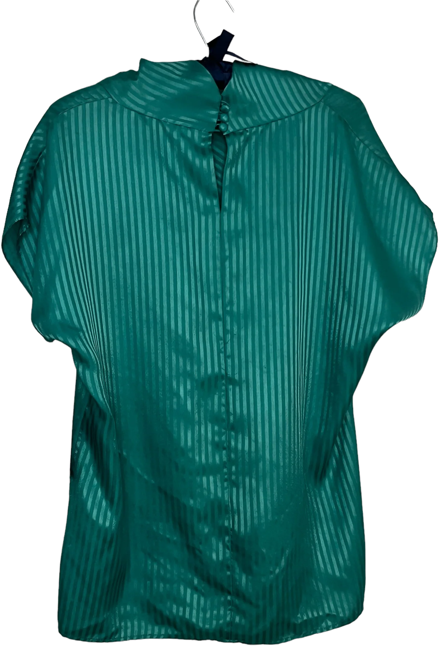 80s Teal Green Cowl Neck Blouse Striped 14 Med Large By James Kenrob - Image 2