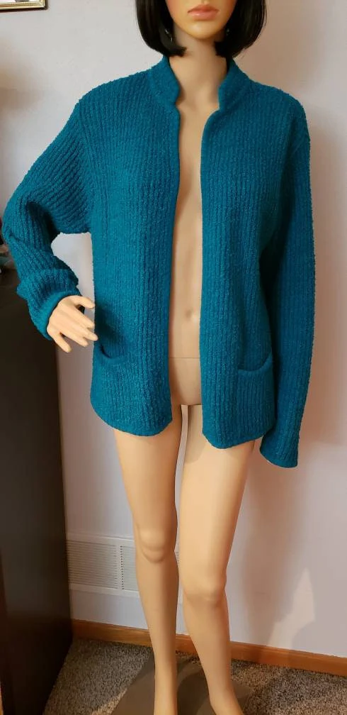 80s Teal Pocket Cardigan Md by Evian LTD - Image 3