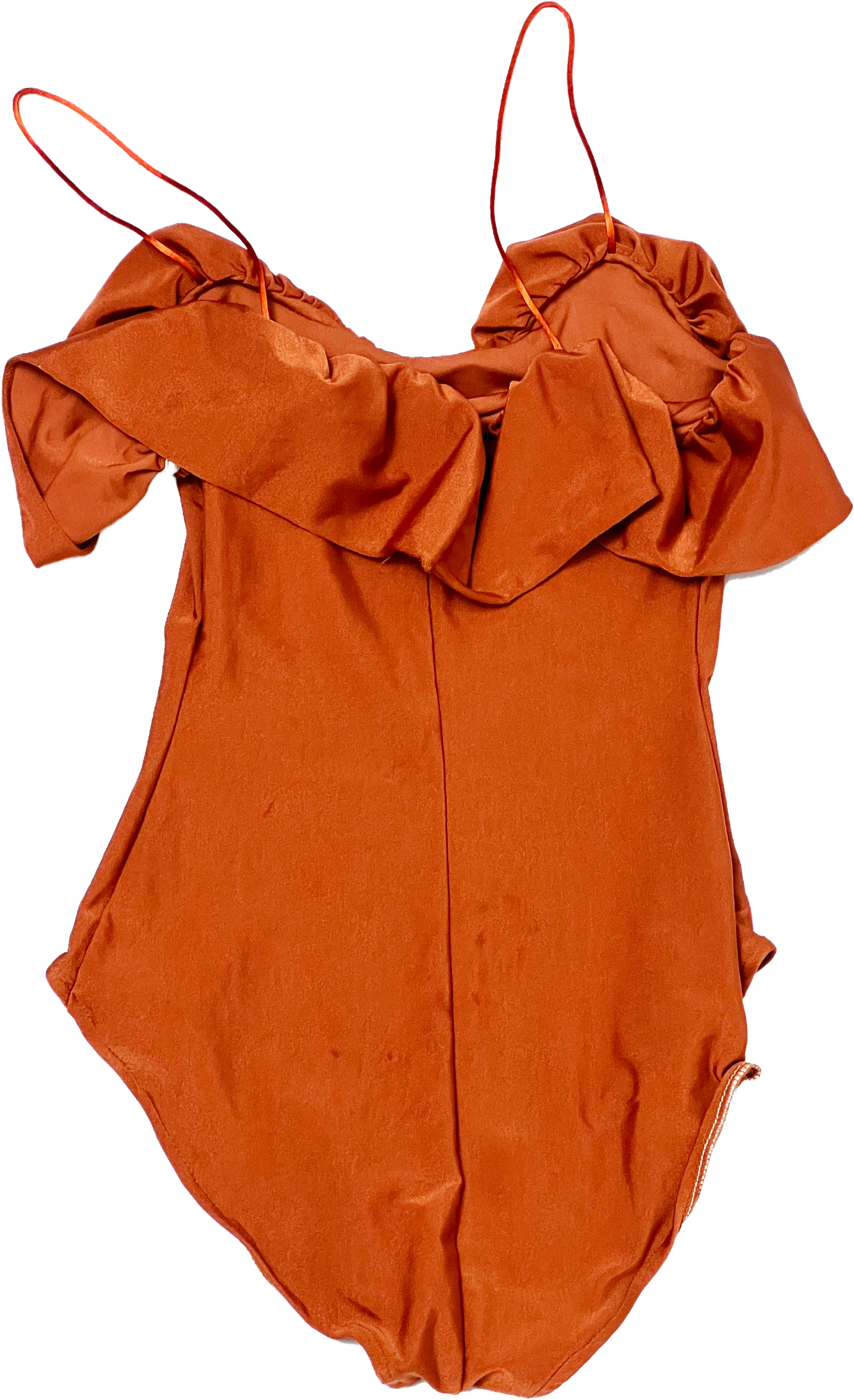 80s Thin Camisole Strap Burnt Orange Leotard By Flexatard - Image 2