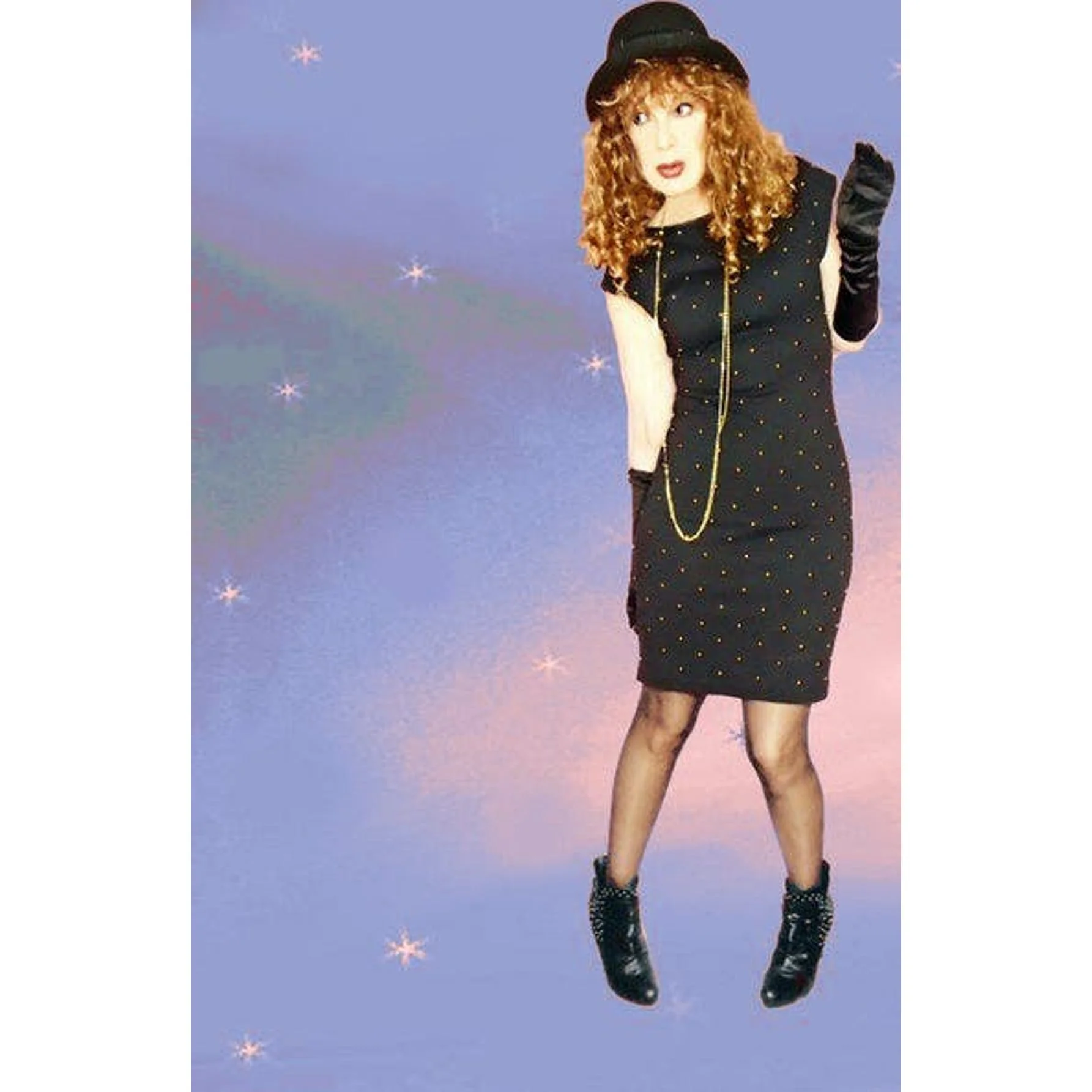80s Tight Black Stud Dress, Low Back, Brass Grommets By Hearts - Image 7