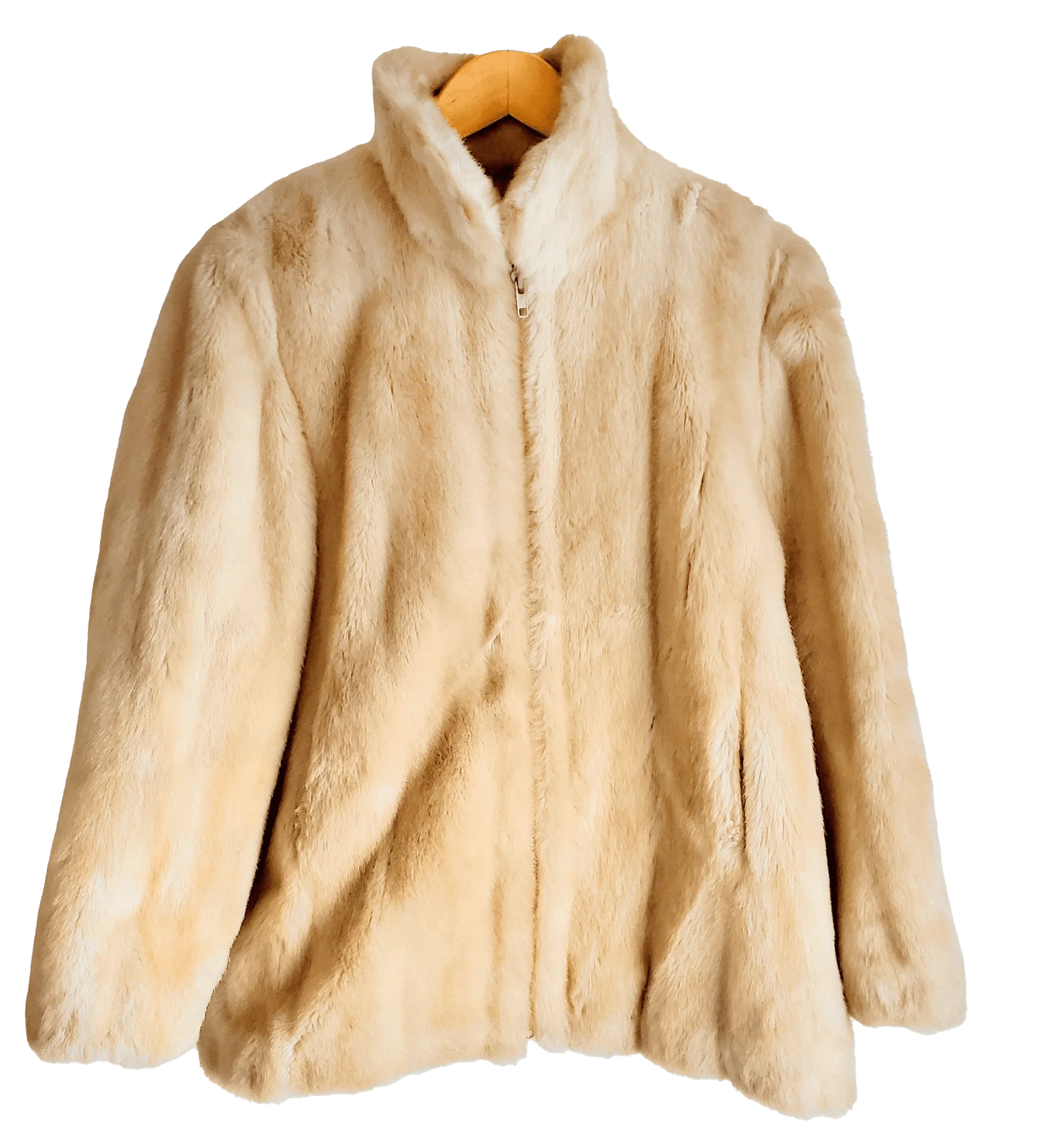 80s Faux Fur Coat Blonde Lined With Pockets By Tissavel of France