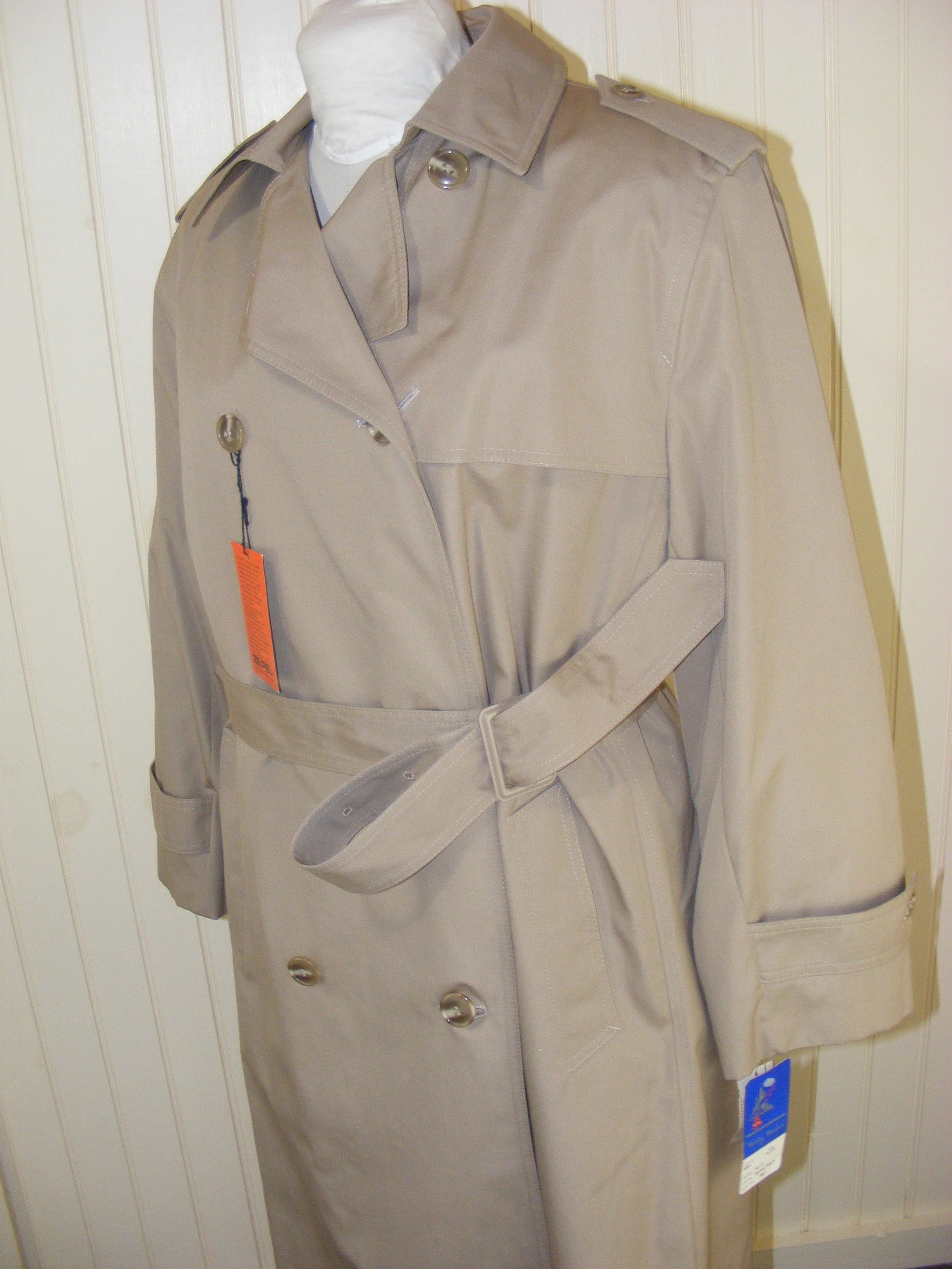 80s Trench Coat Deadstock Beige With Wool Scarf Belted By Misty Harbor - Image 6