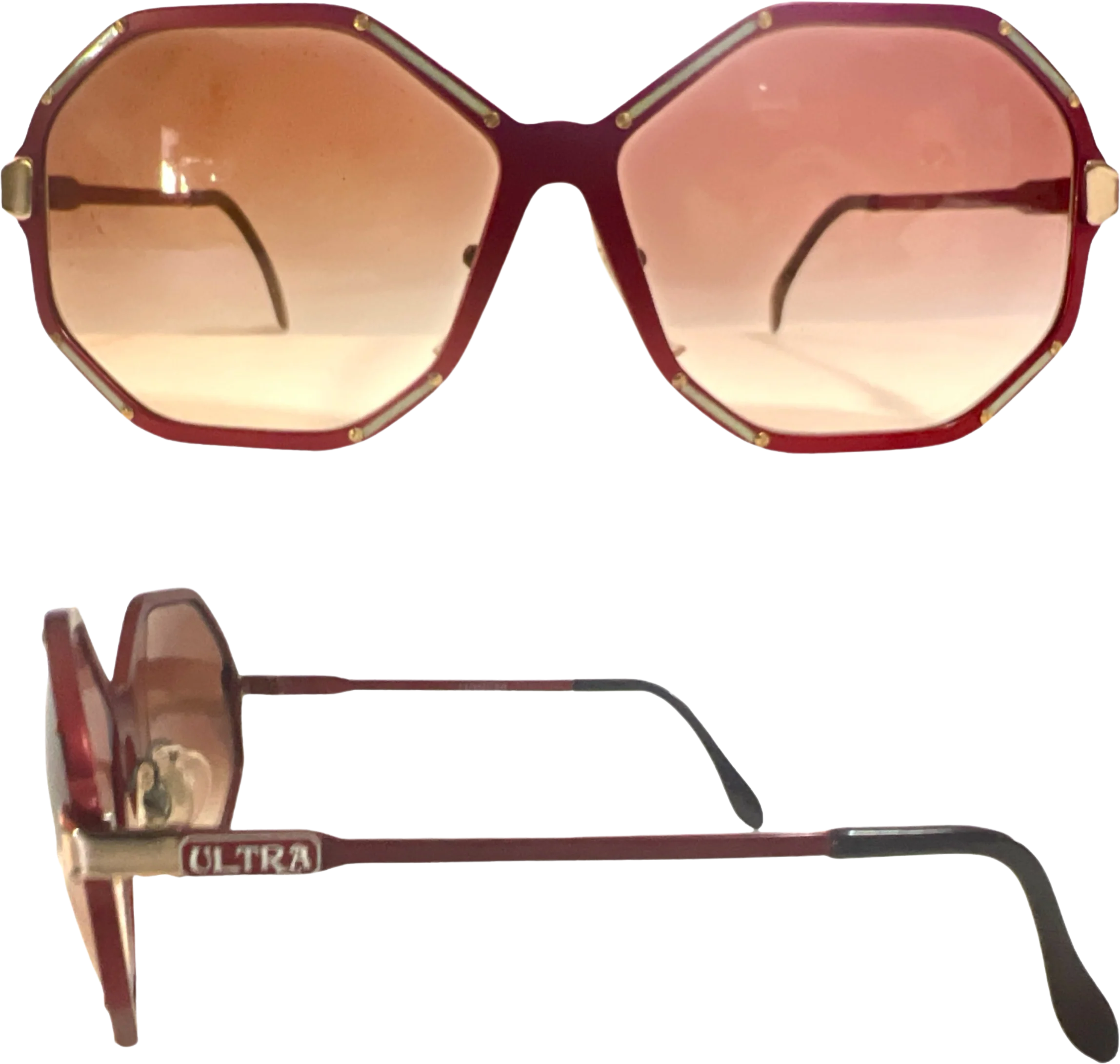 80s Ultra Harem Red Metal Sunglasses Made In Germany By Ultra