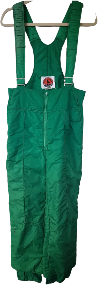 80s Unisex Green Ski Snow Bib Overall Pants By White Mountain