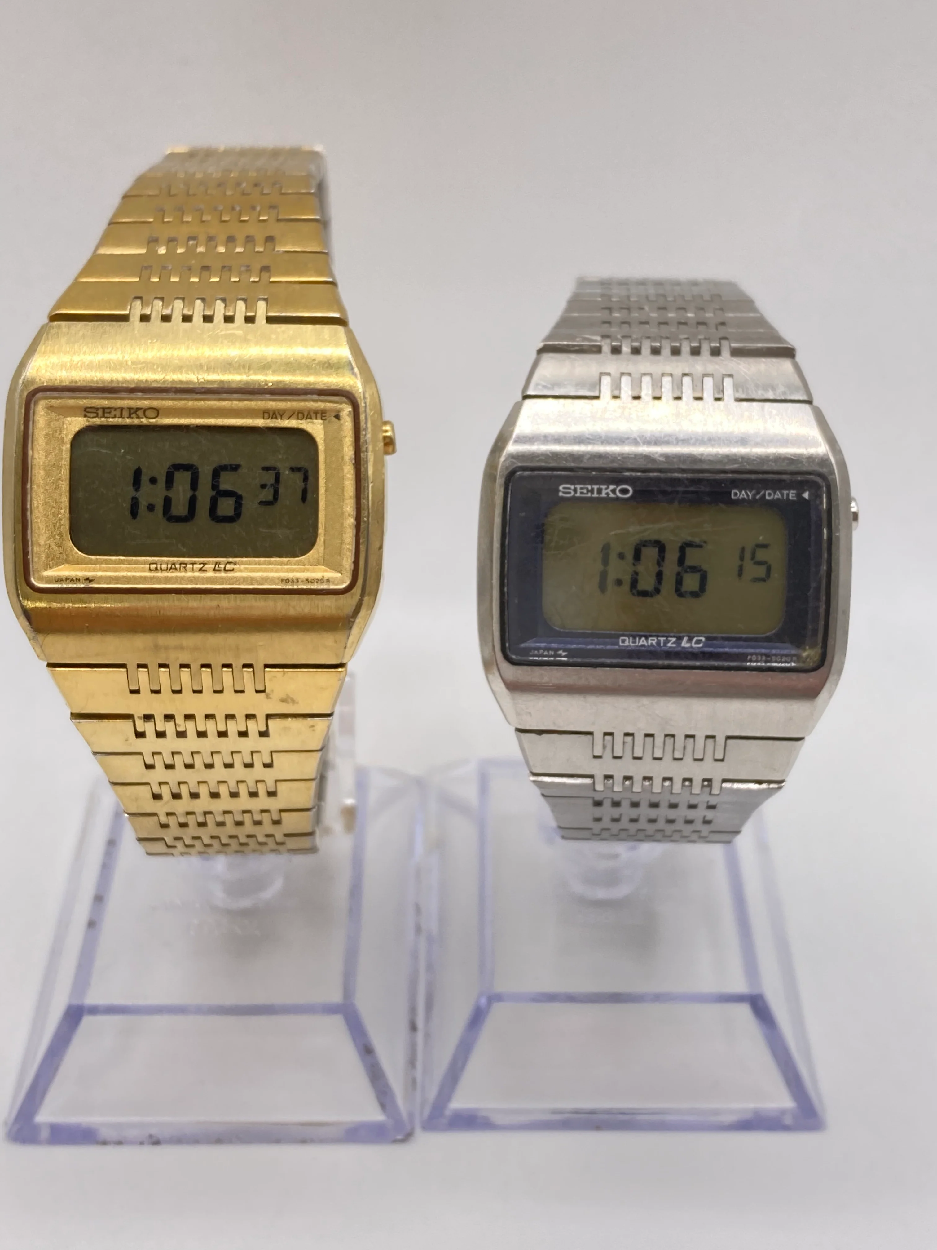 80s Unisex Pair Lc Day Date Japan Quartz Watches Lot By Seiko - Image 2