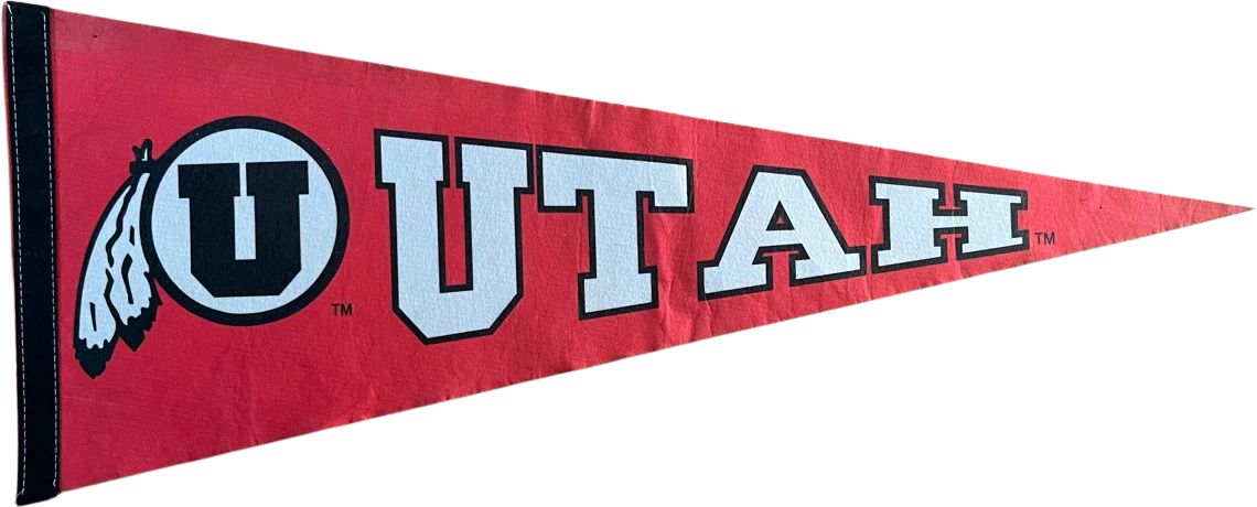 80s University Of Utah Utes Felt Pennant With Emblem