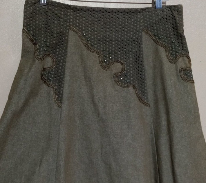 80s Usa Dallas Green Cotton Denim Flash Skirt By Howard Wolfe - Image 3