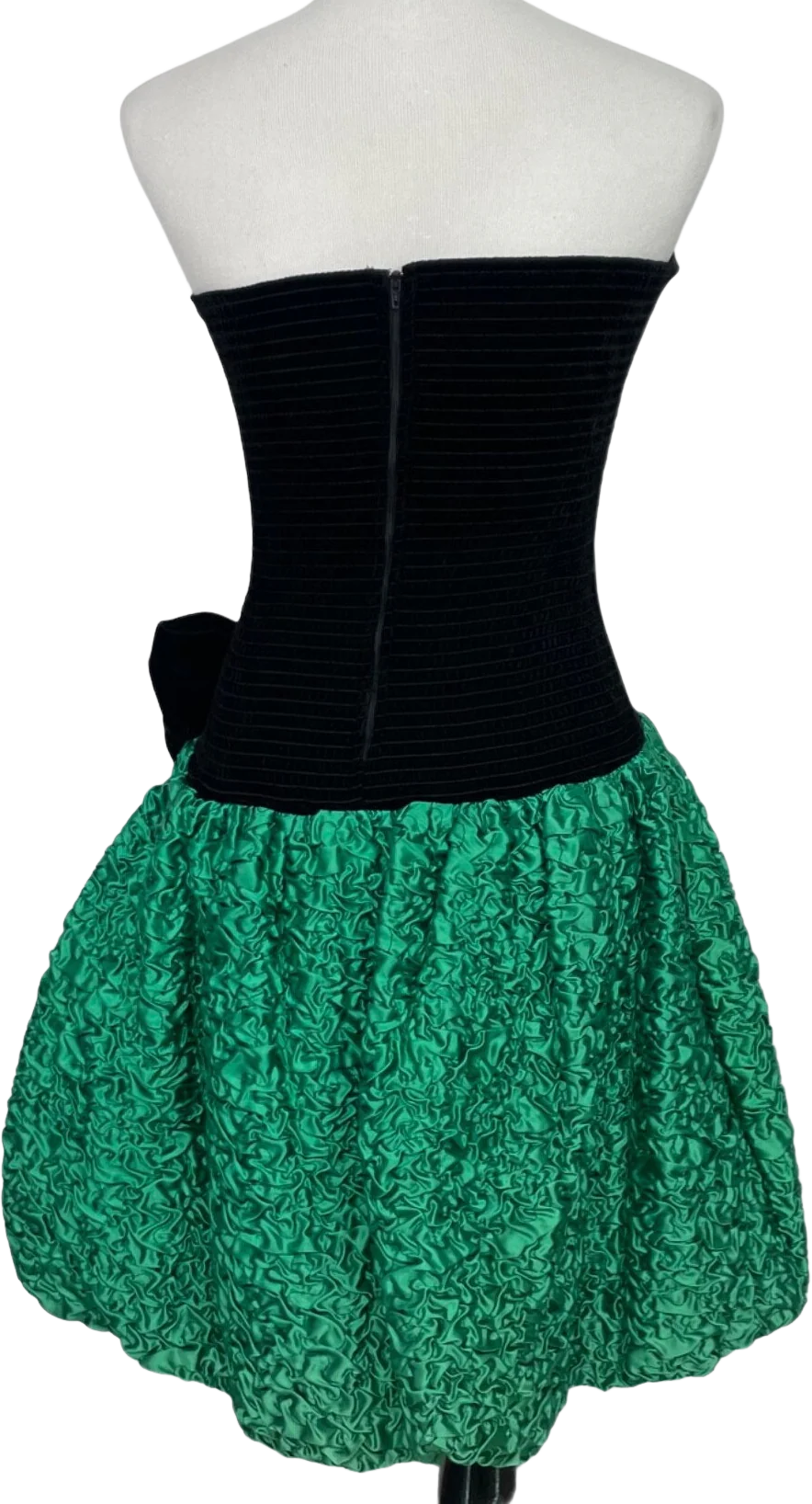 80s Velvet And Satin Sleeveless Crinkle Bubble Dress By Positively Ellyn - Image 2