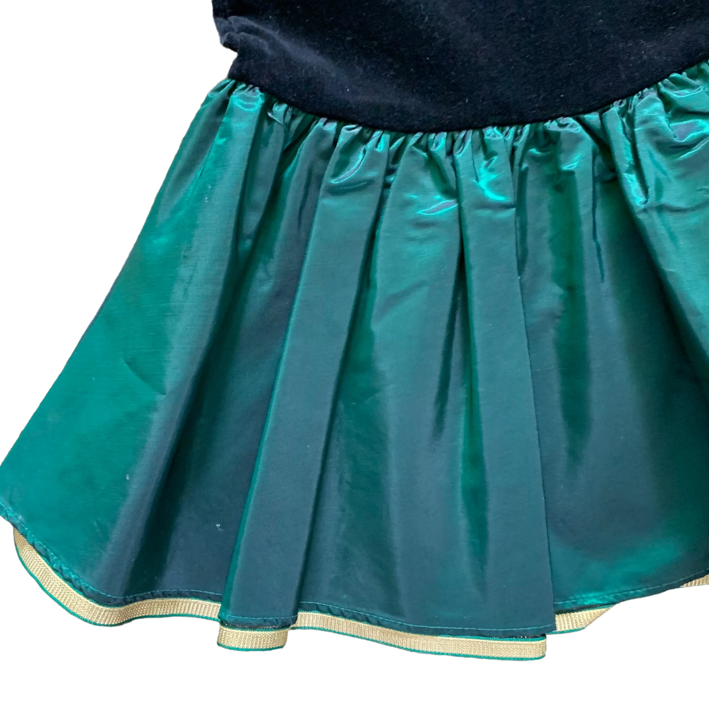80s Velvet Tafetta Black Green Polka Dot Holiday Dress By Isabella - Image 4