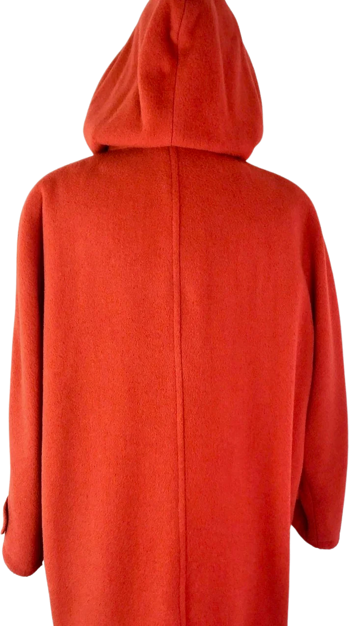 80s Vermilion Hooded Wool Duffle Coat By Talbots - Image 2