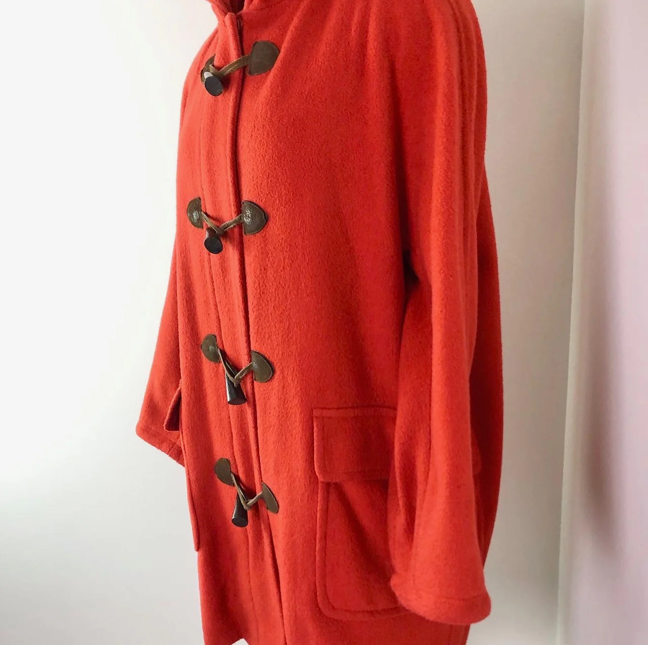 80s Vermilion Hooded Wool Duffle Coat By Talbots - Image 8