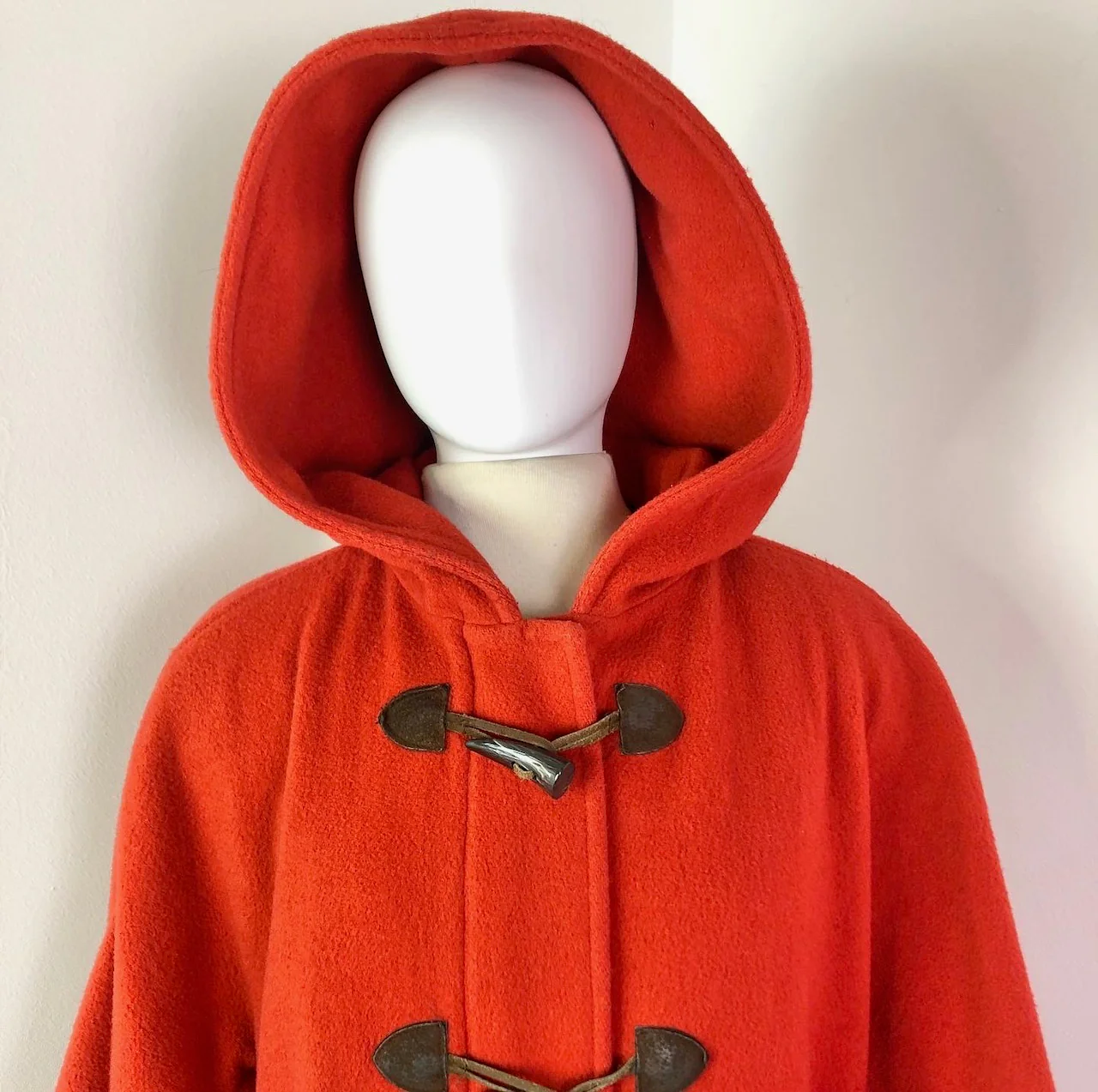 80s Vermilion Hooded Wool Duffle Coat By Talbots - Image 6