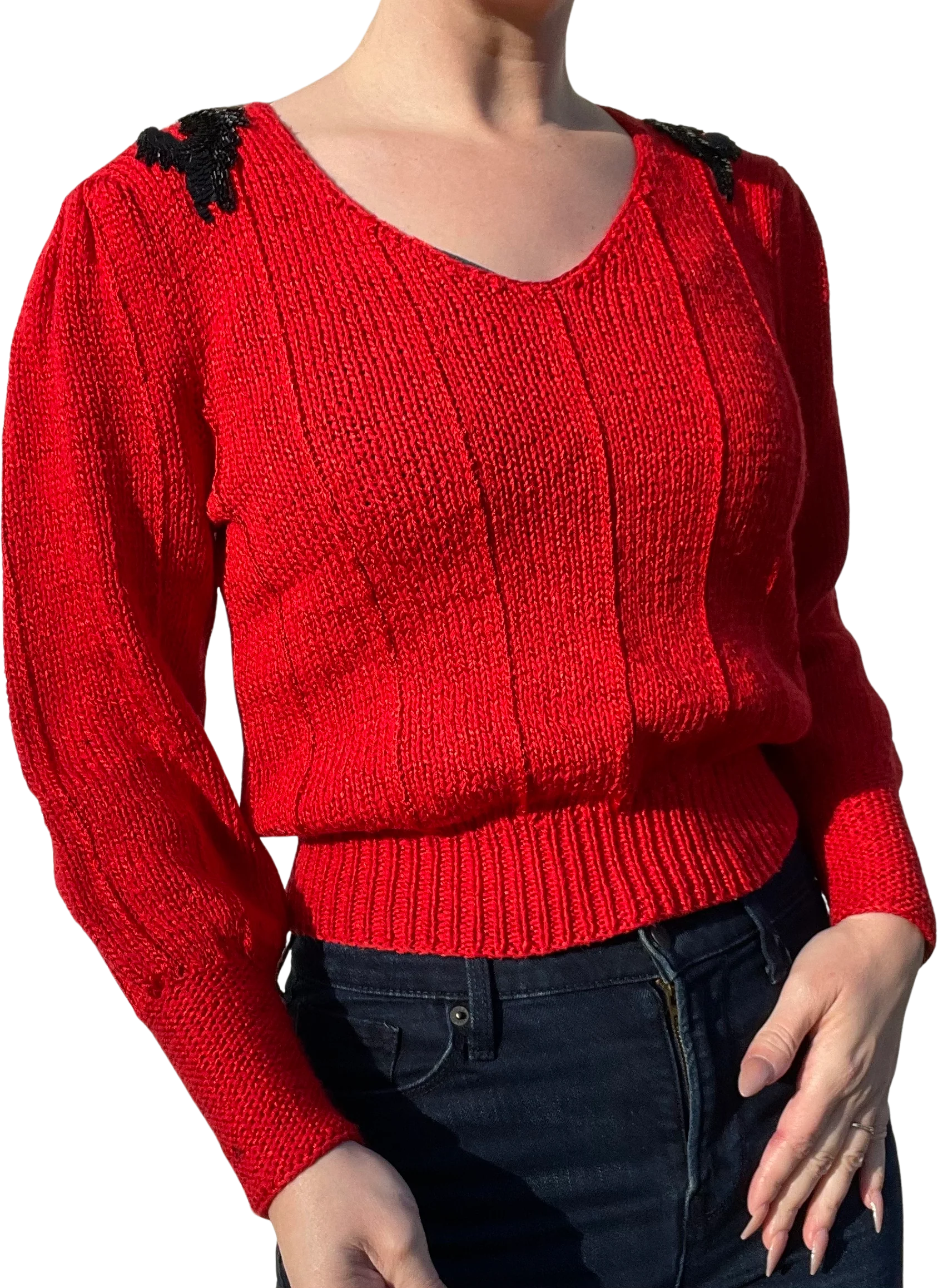 80s Vintage 1980 S Bedazzled Wool Blend Sweater By Nannell