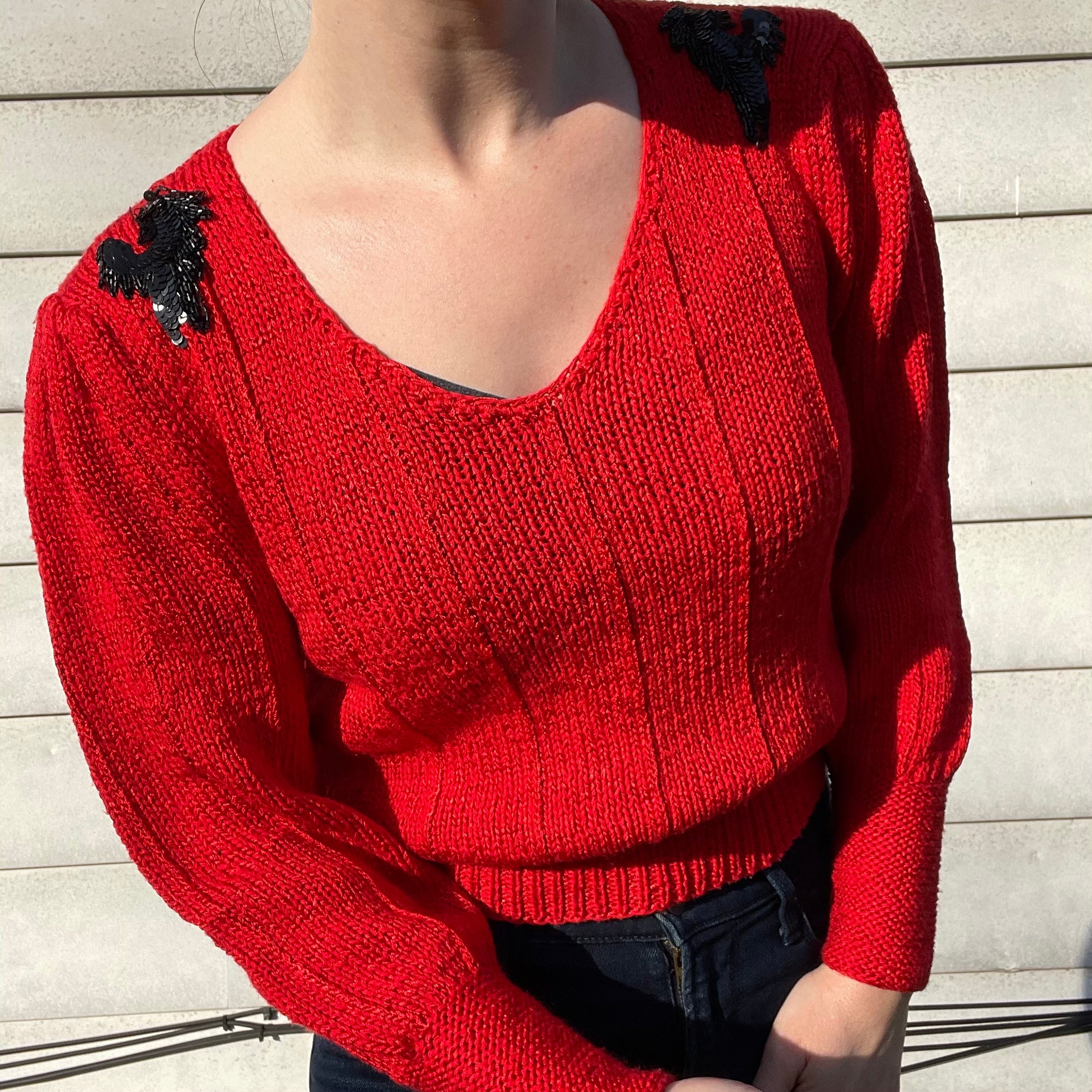 80s Vintage 1980 S Bedazzled Wool Blend Sweater By Nannell - Image 3