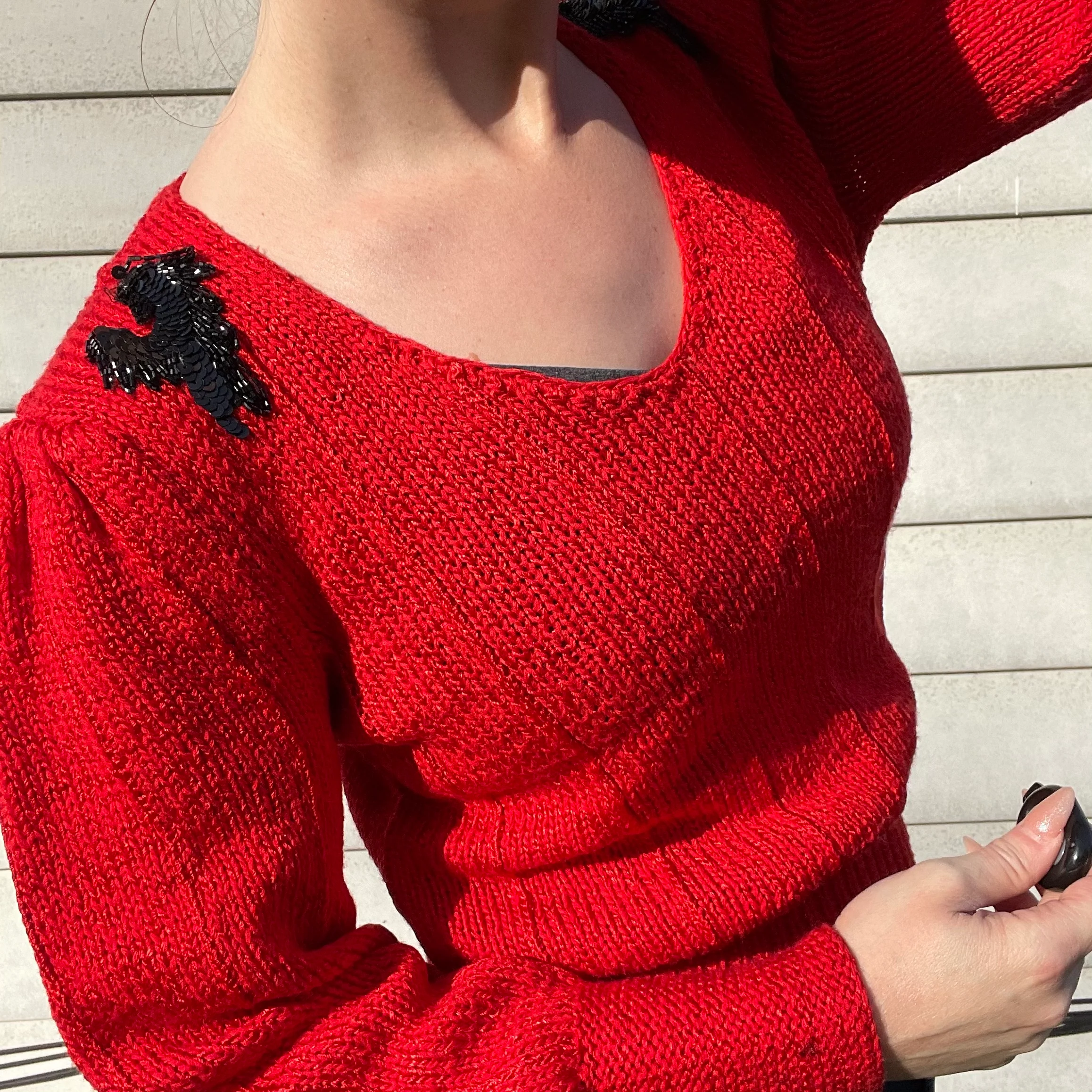 80s Vintage 1980 S Bedazzled Wool Blend Sweater By Nannell - Image 5