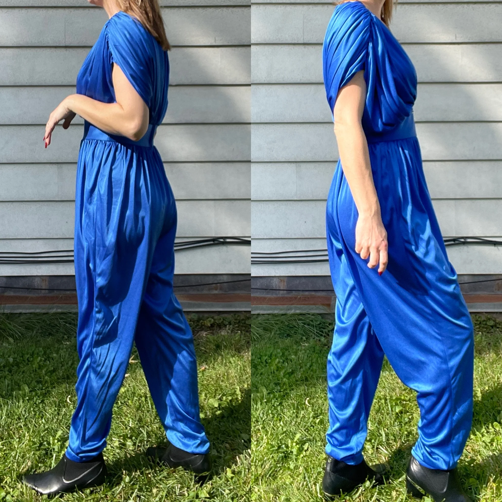 80s Vintage 1980 S Rhinestone Blue Jumpsuit By Ellen Hart Originals - Image 4