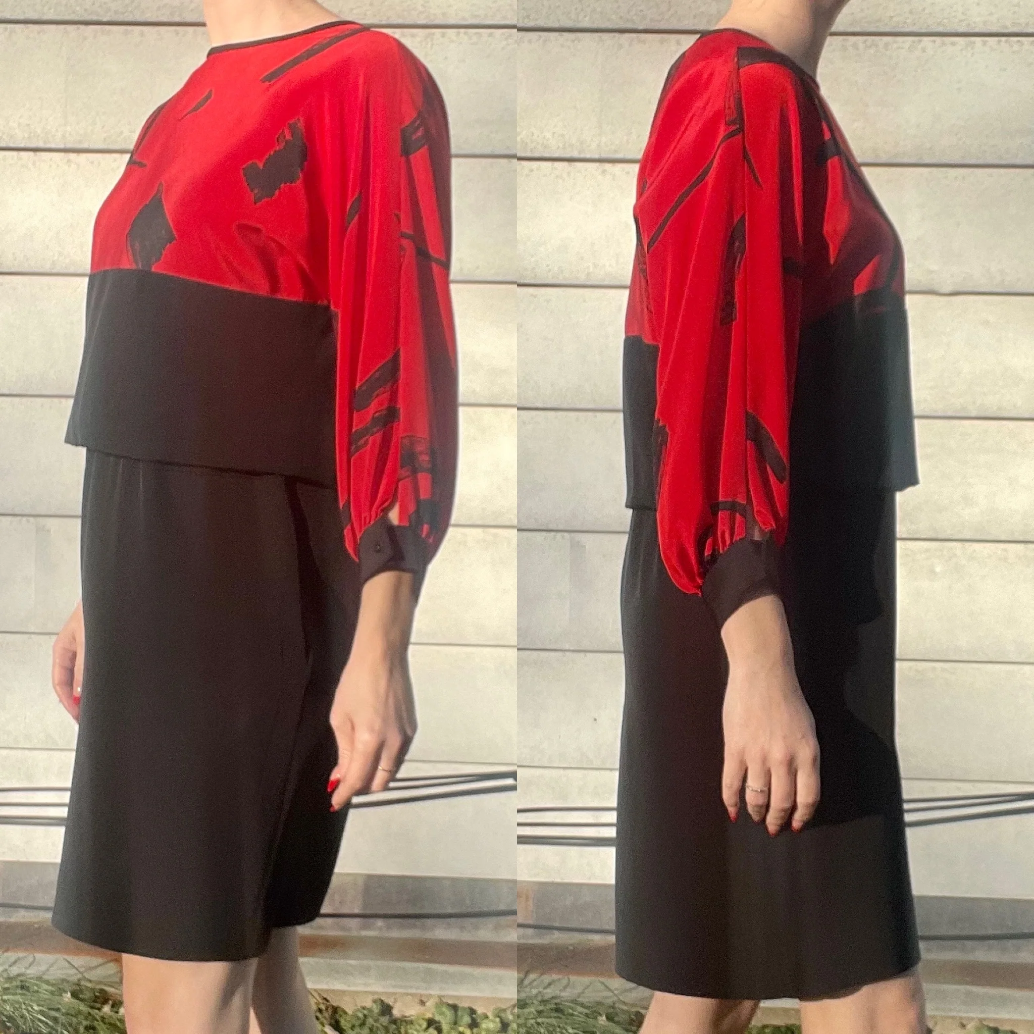 80s Vintage 80s Black And Red Dress By Warren Petites - Image 3