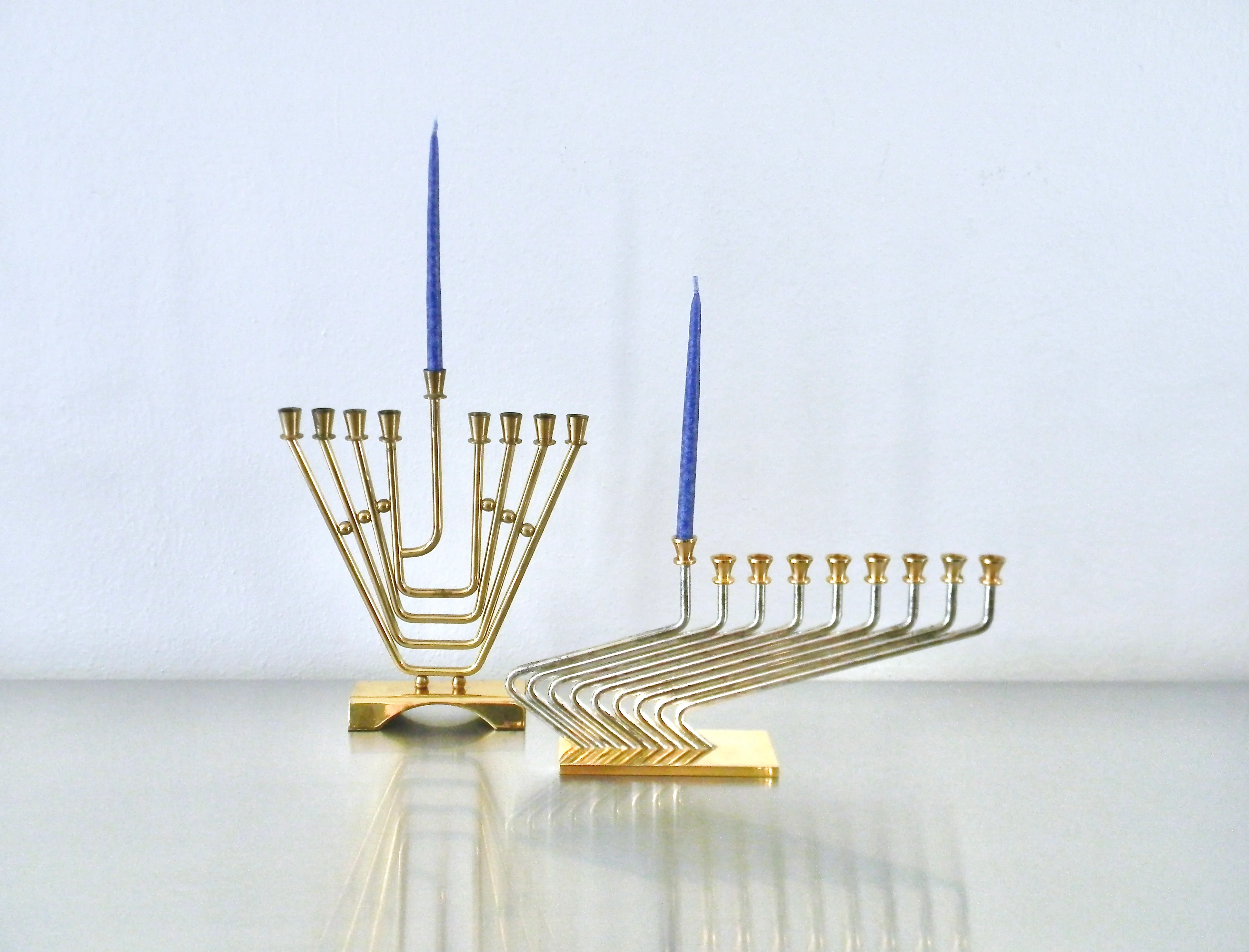 80s Vintage Karshi Two Tone Modernist Menorah by Karshi - Image 14