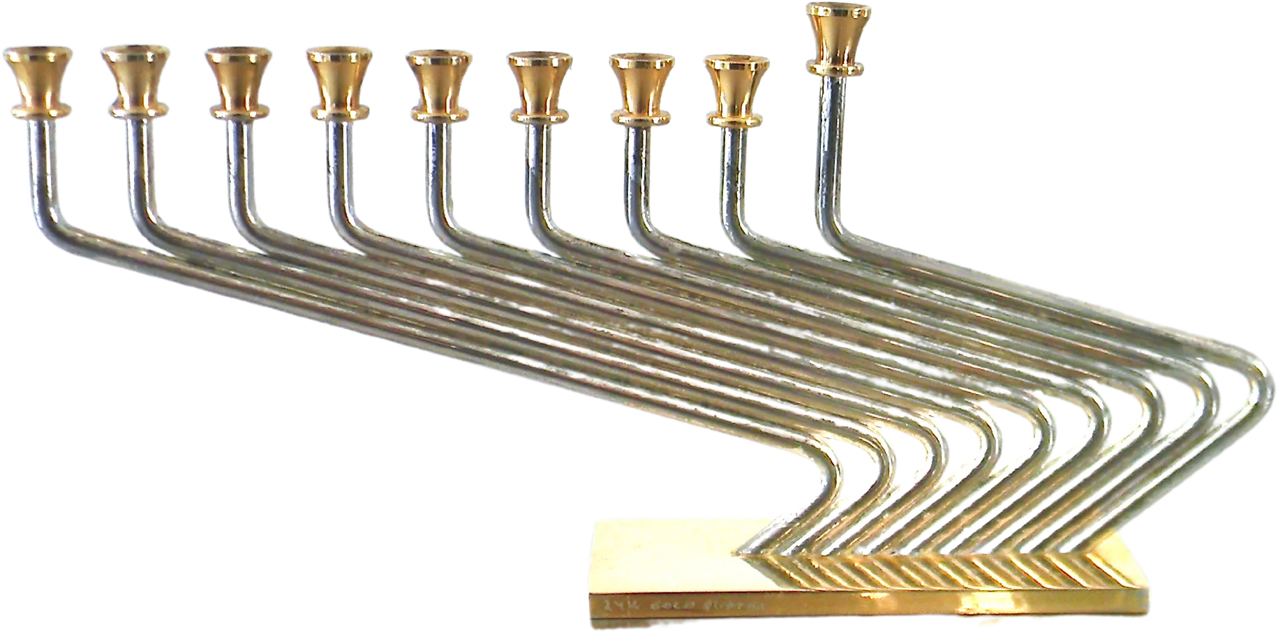 80s Vintage Karshi Two Tone Modernist Menorah by Karshi - Image 2