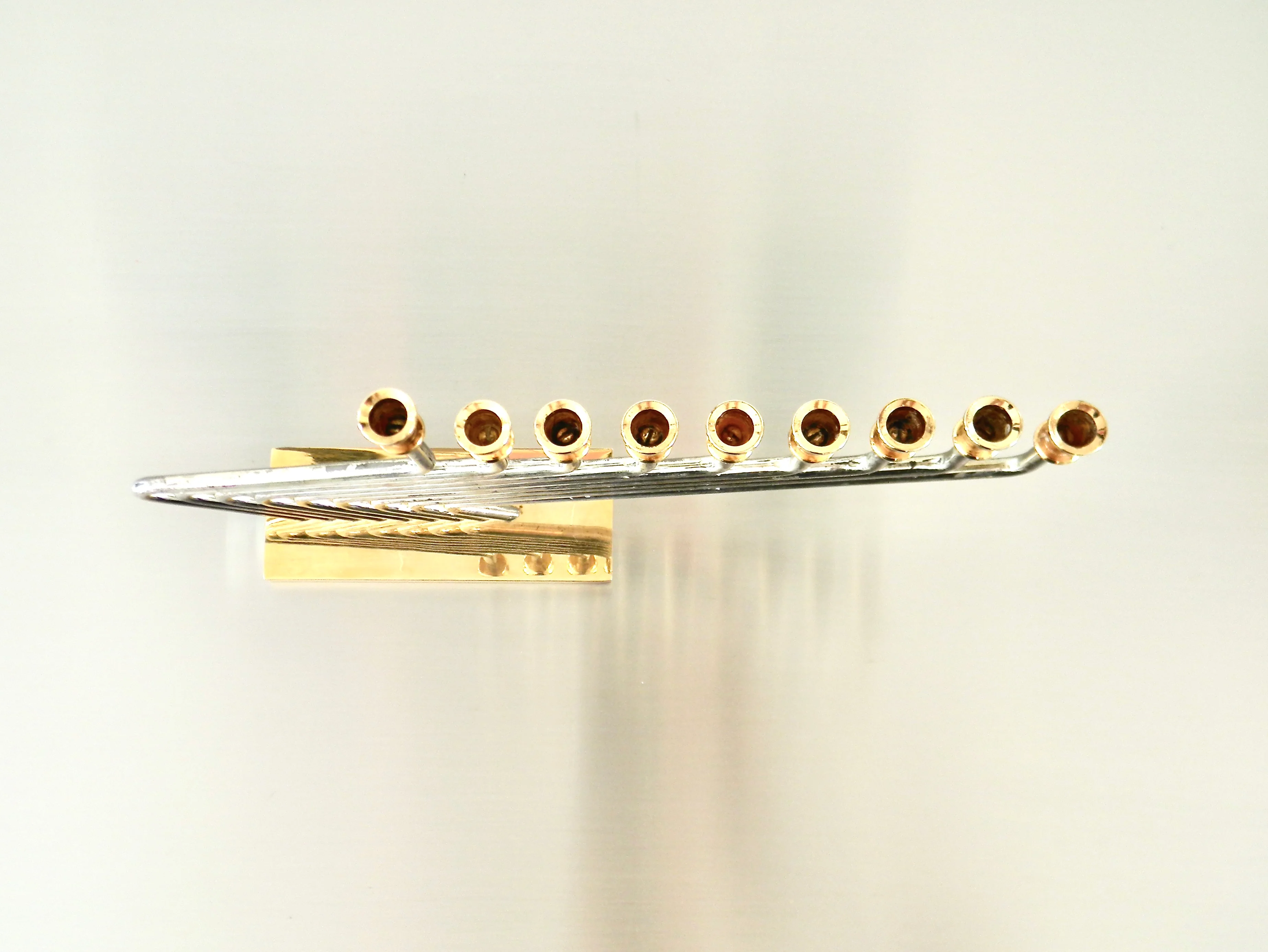 80s Vintage Karshi Two Tone Modernist Menorah by Karshi - Image 7