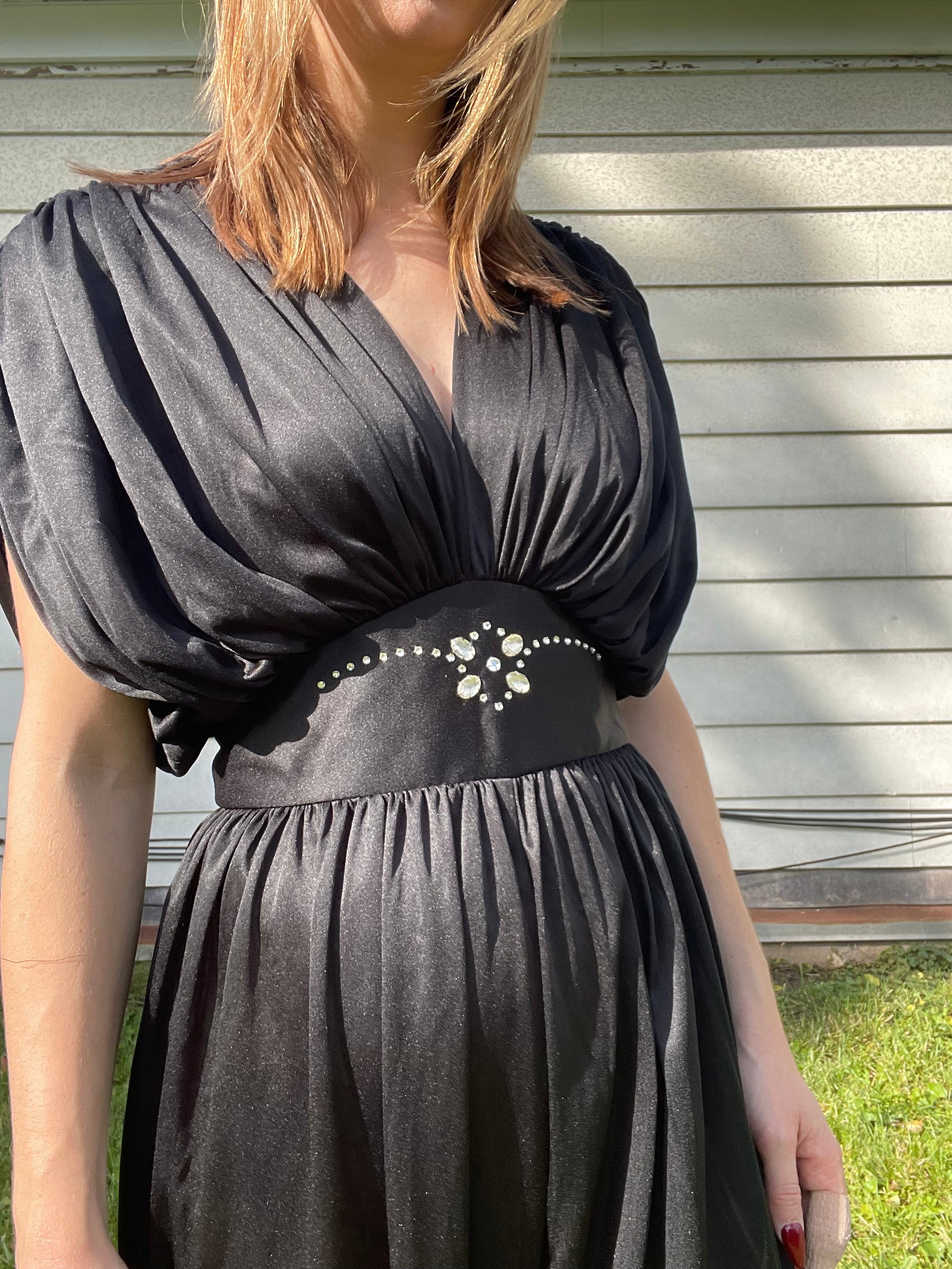 80s Vintage 80s Rhinestone Black Jumpsuit By Ellen Hart Originals - Image 5