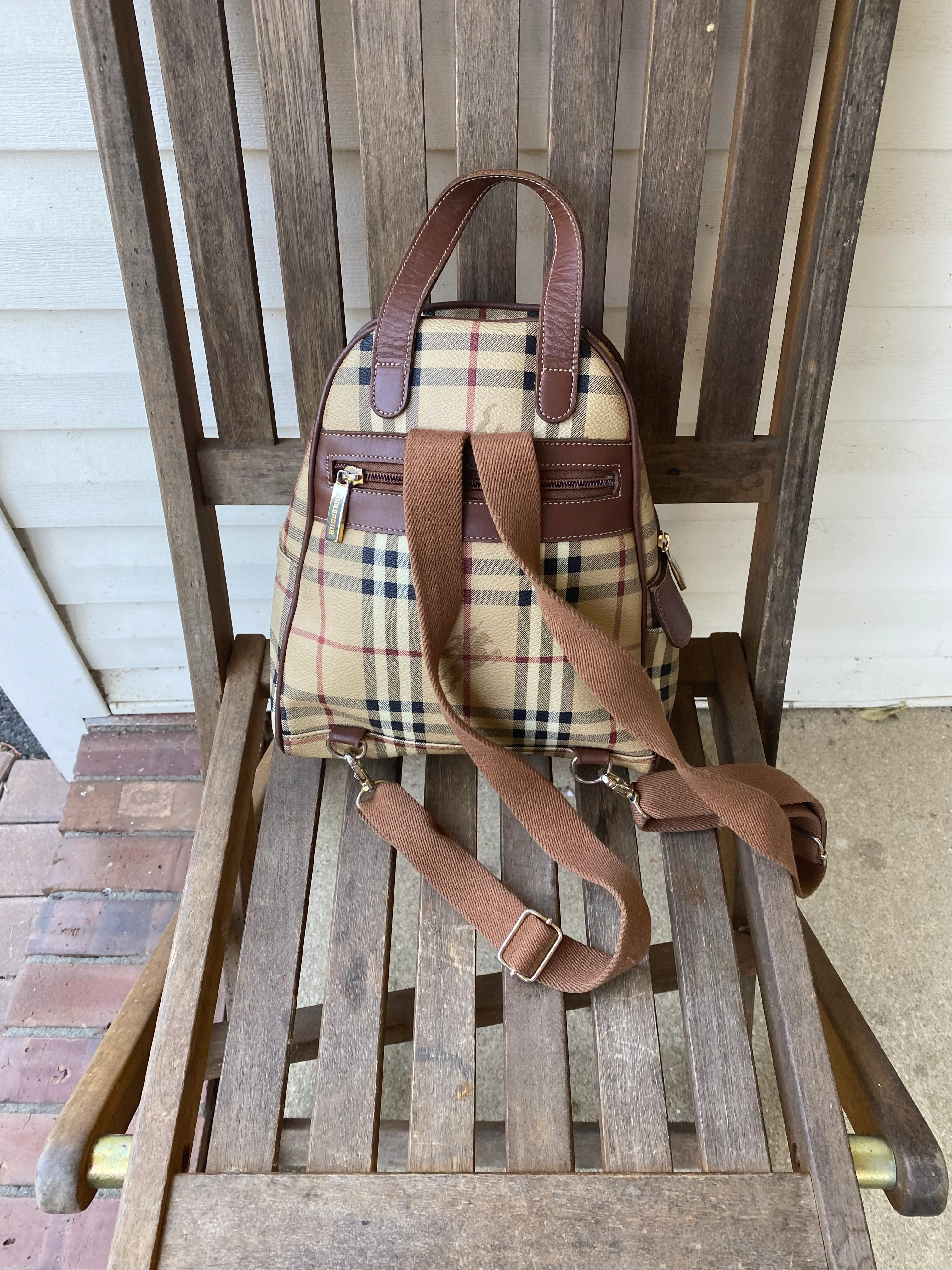 80s Vintage Backpack By Burberry - Image 2